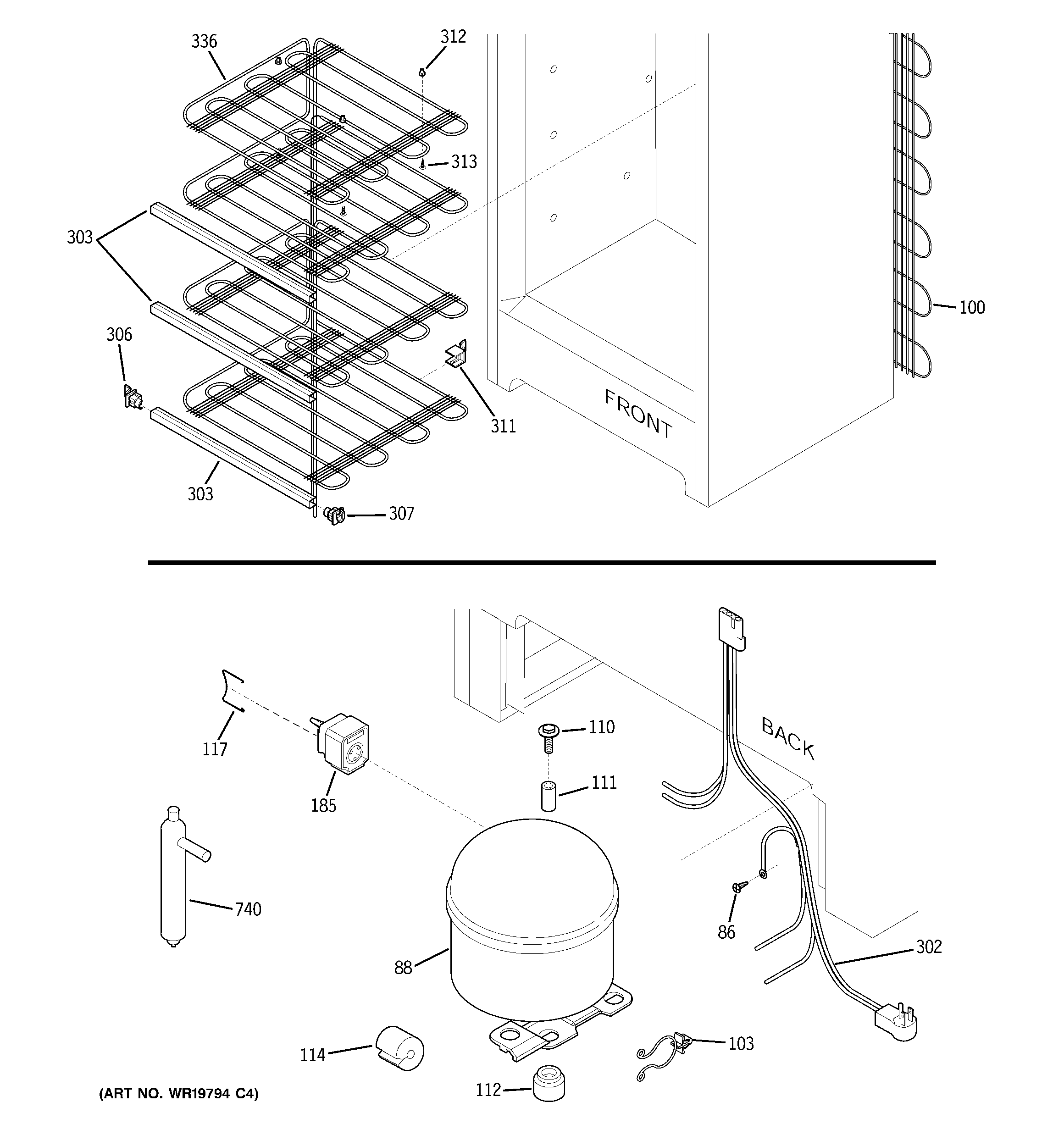 GE FUM17DTARWH unit parts diagram