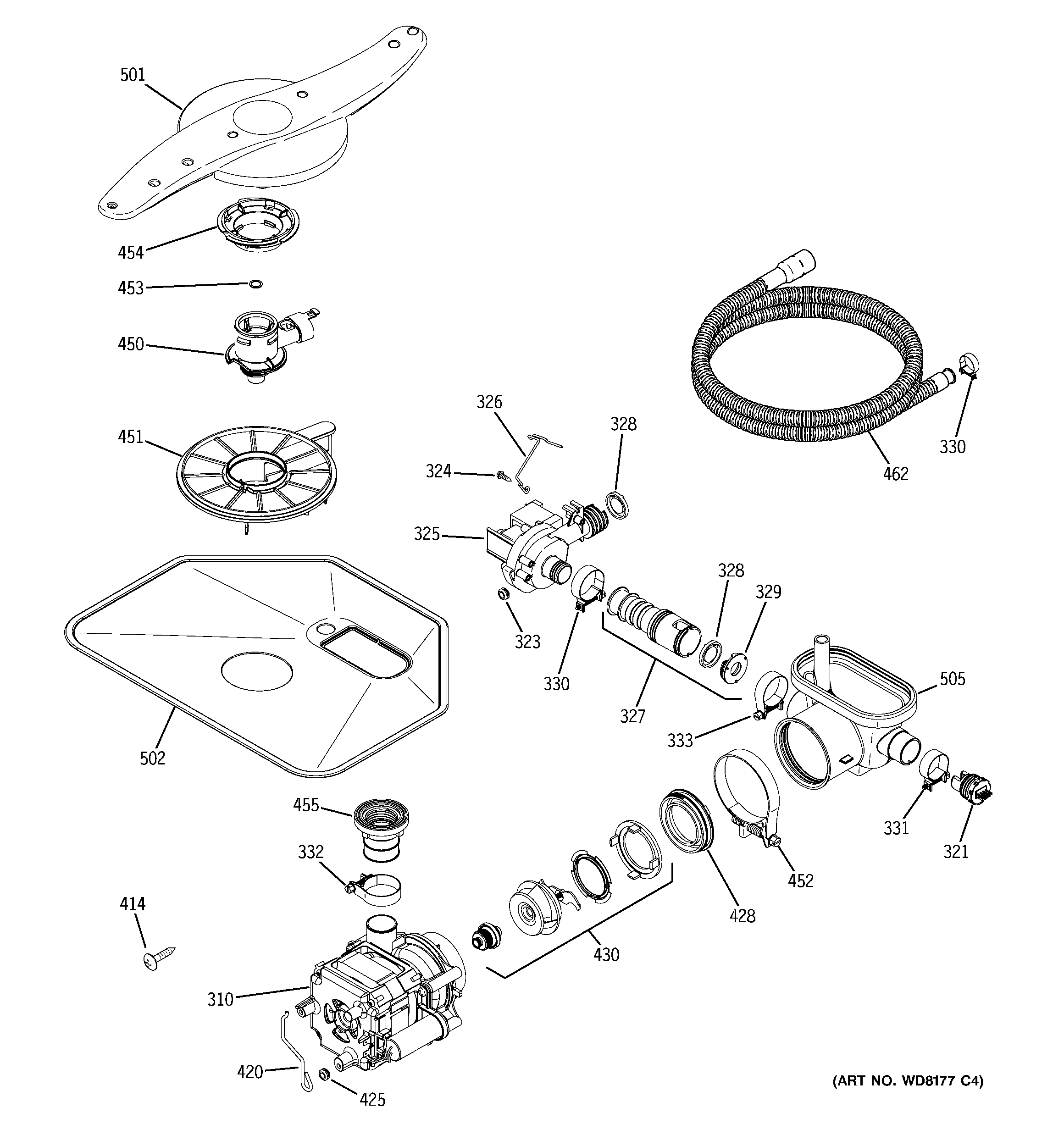 GE GHD6310L15BB motor-pump mechanism diagram