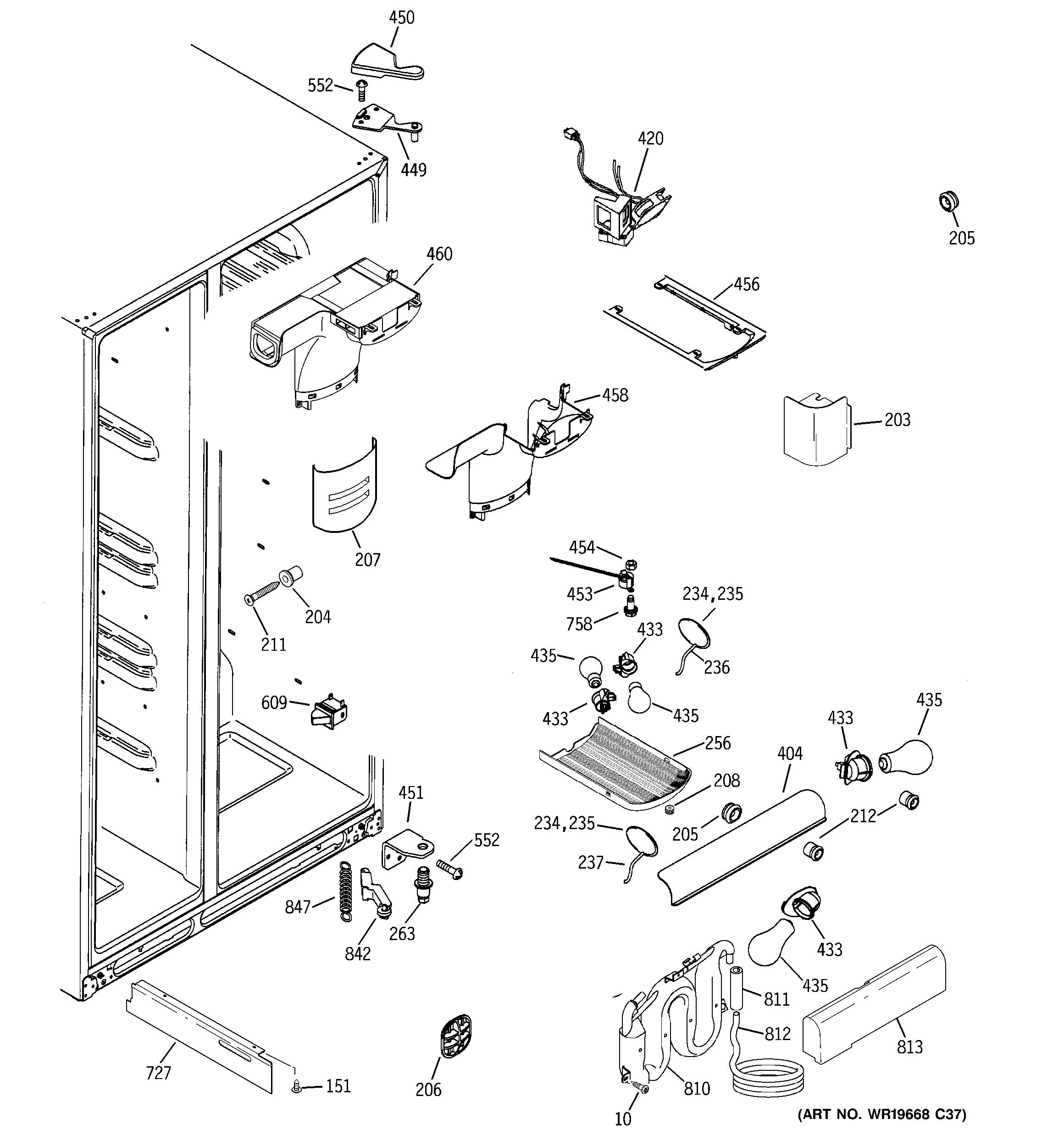 GE GCE21LGTAFSS fresh food section diagram
