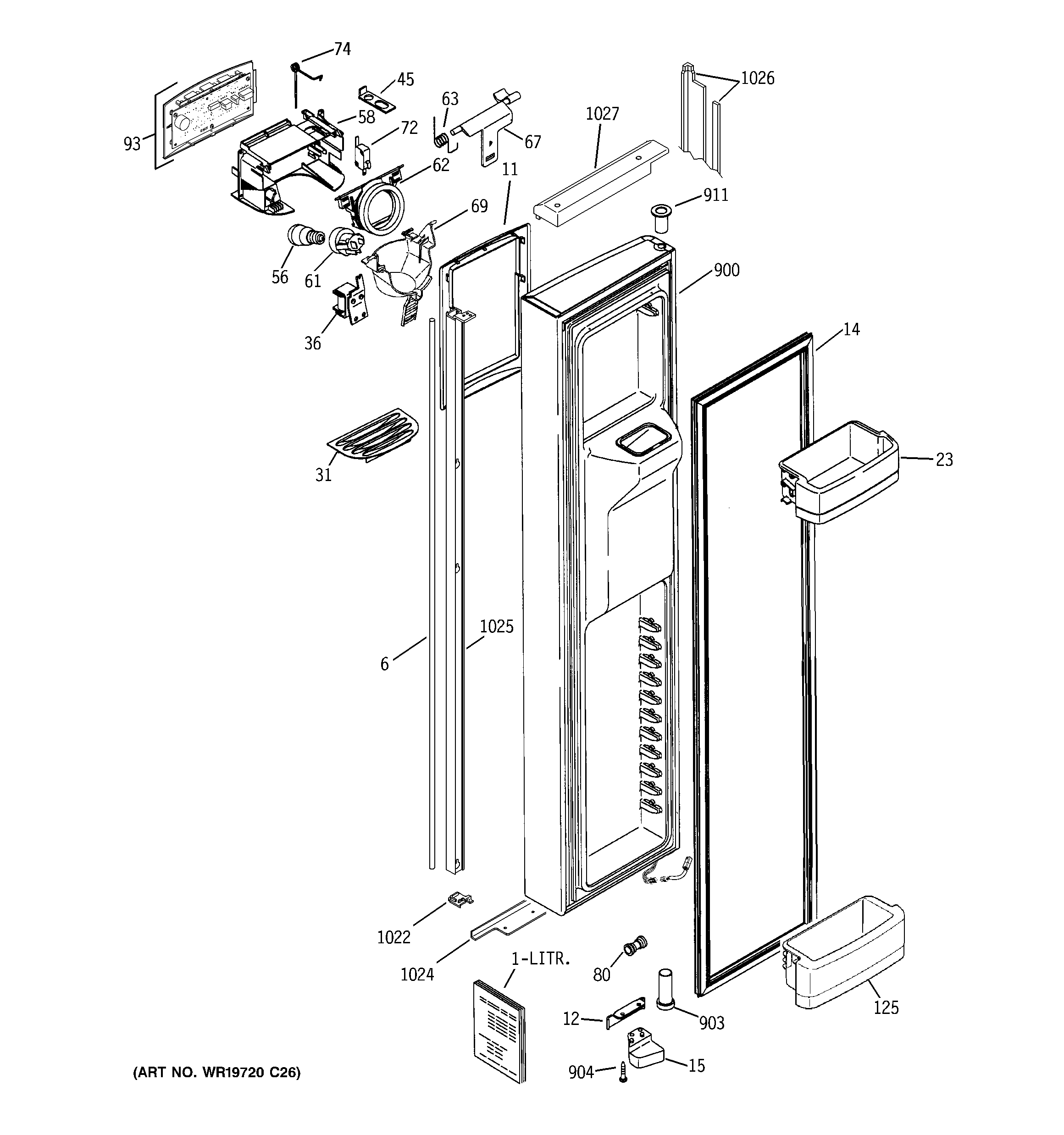 GE GIE21LGTAFKB freezer door diagram