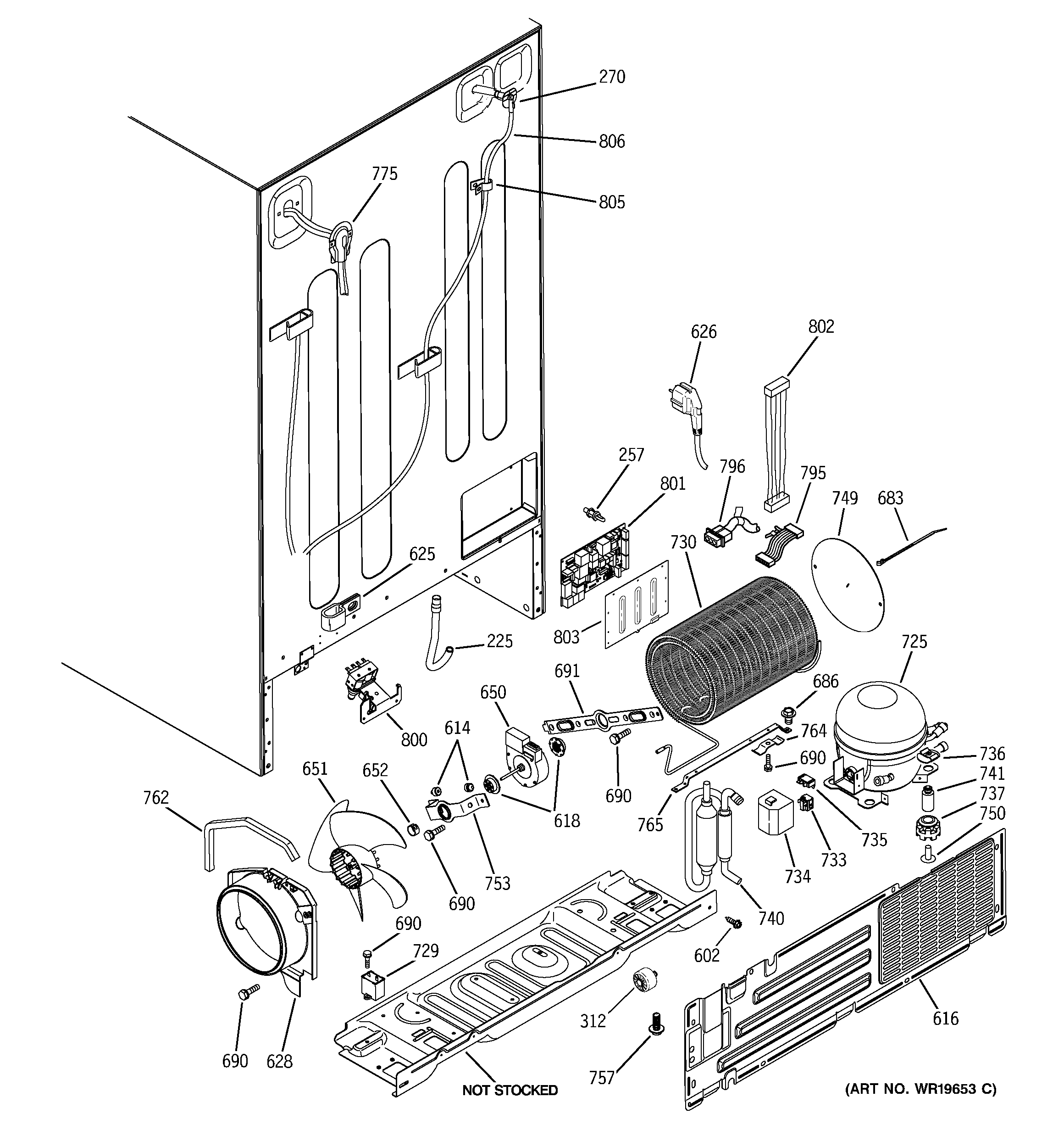 GE GIE21LGTAFKB sealed system & mother board diagram