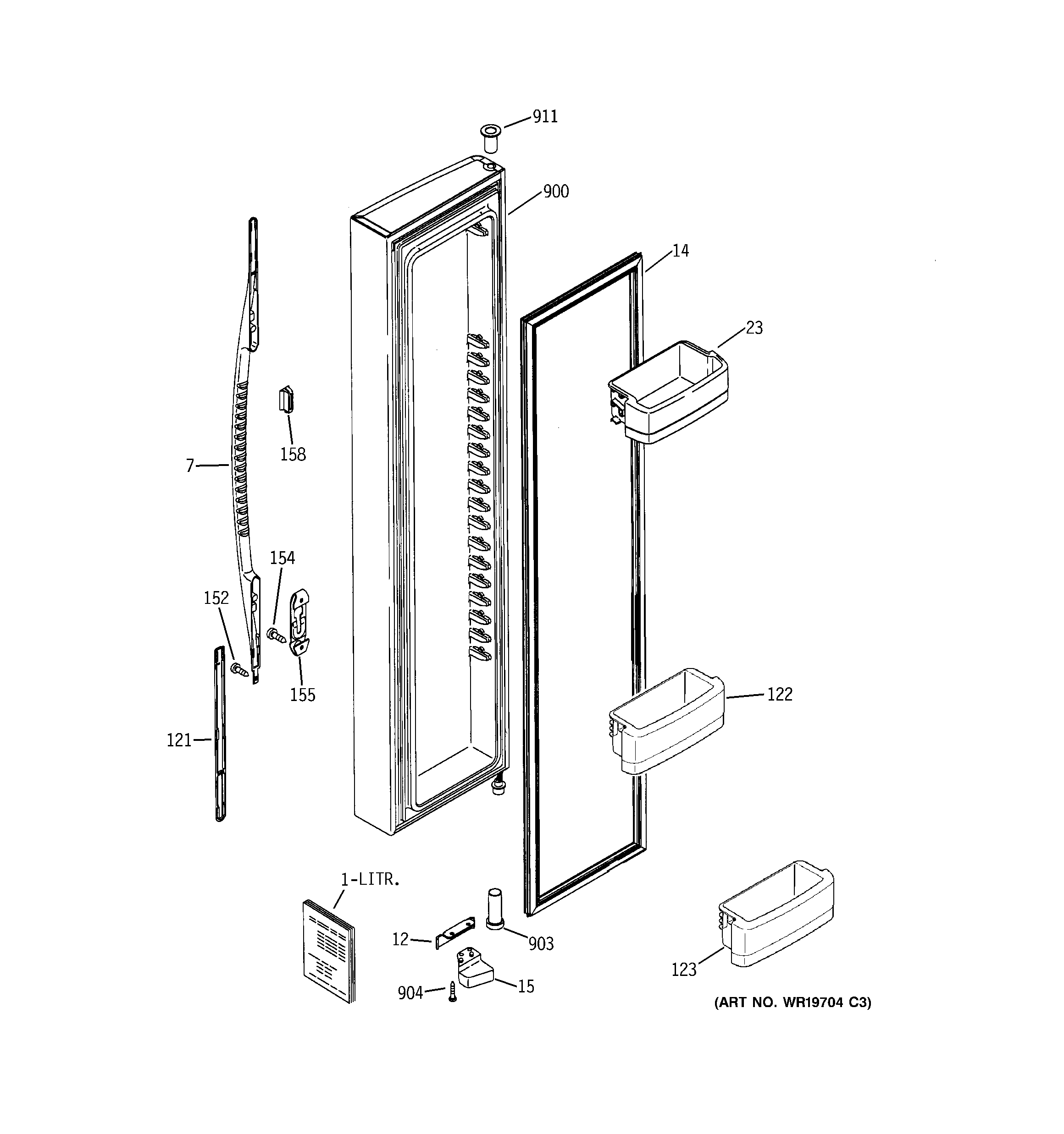 GE GSK25LHTACCC freezer door diagram