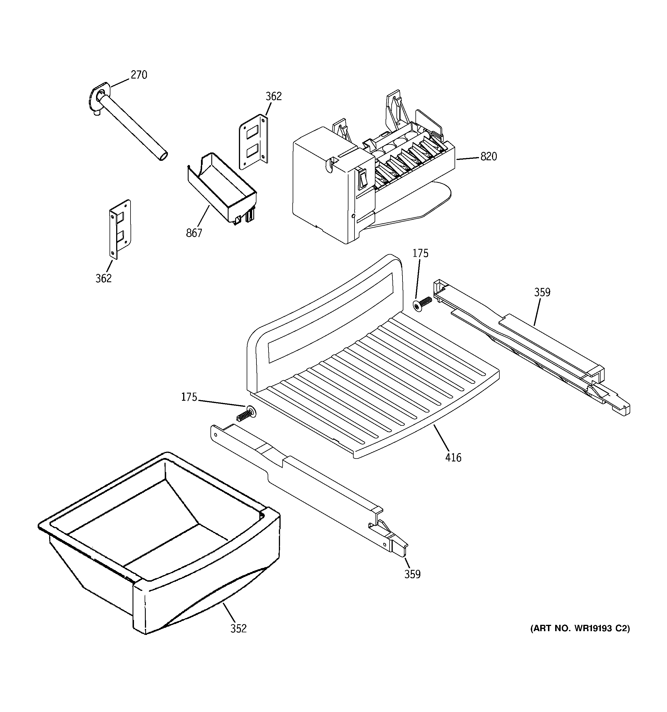 GE GSK25LHTACCC ice maker & dispenser diagram