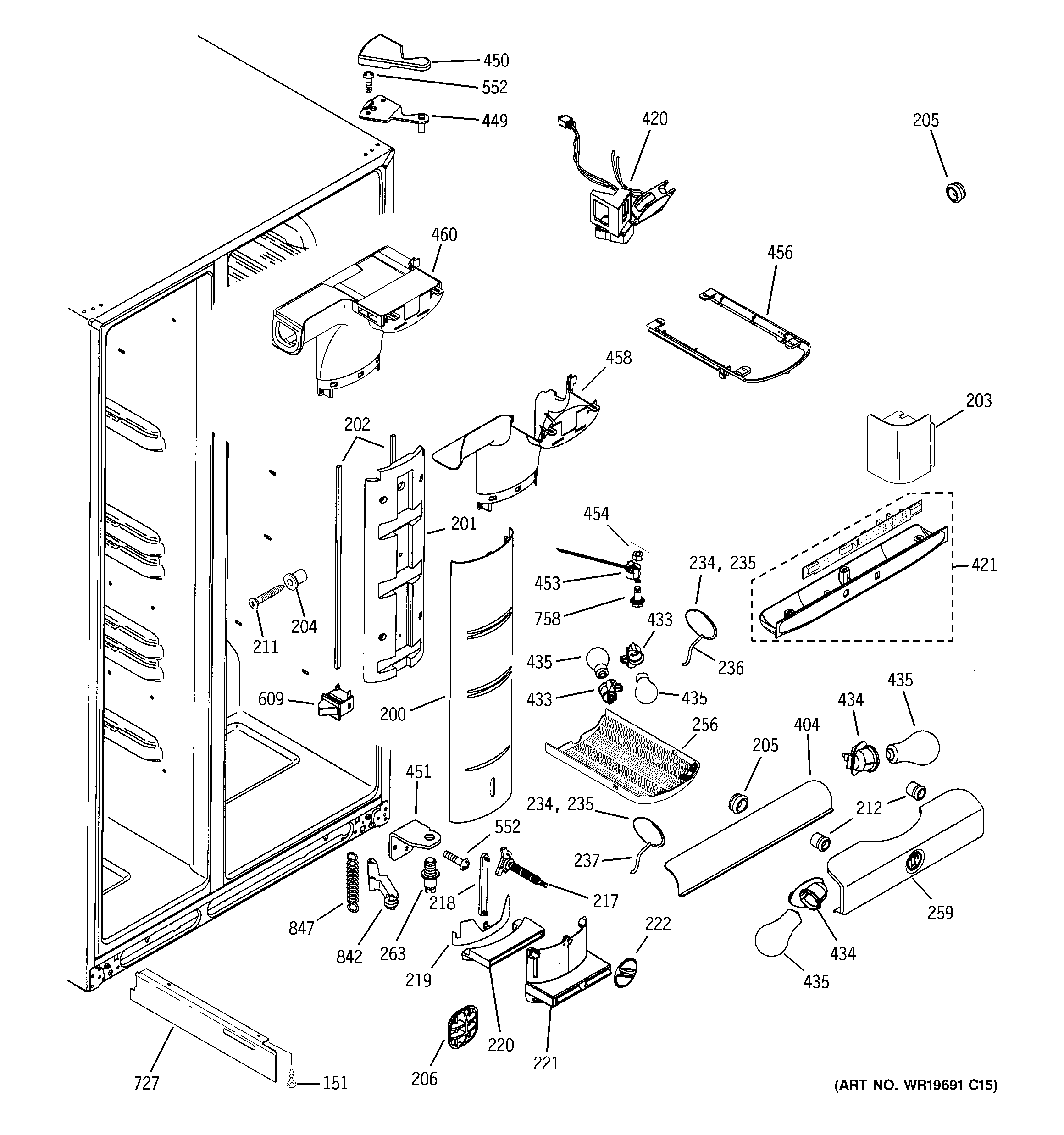 GE GSK25LHTACCC fresh food section diagram