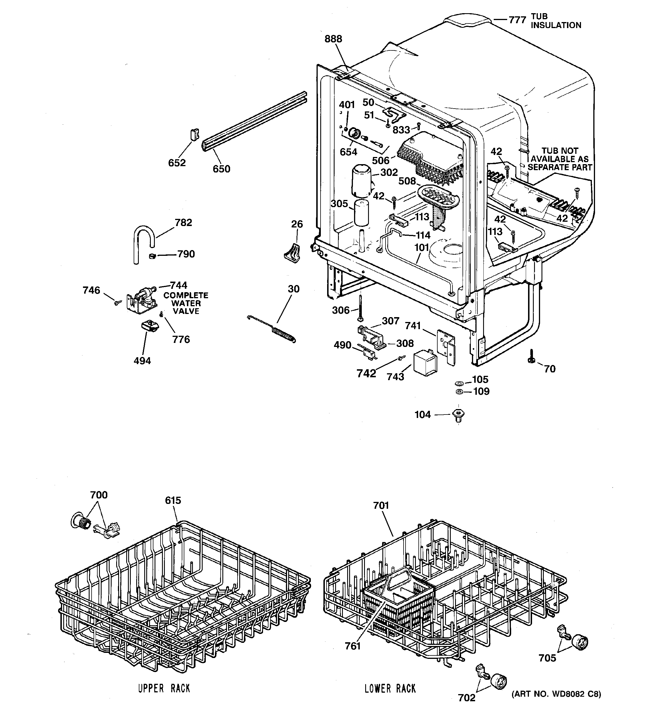 GE GSD2200G20WW body parts diagram