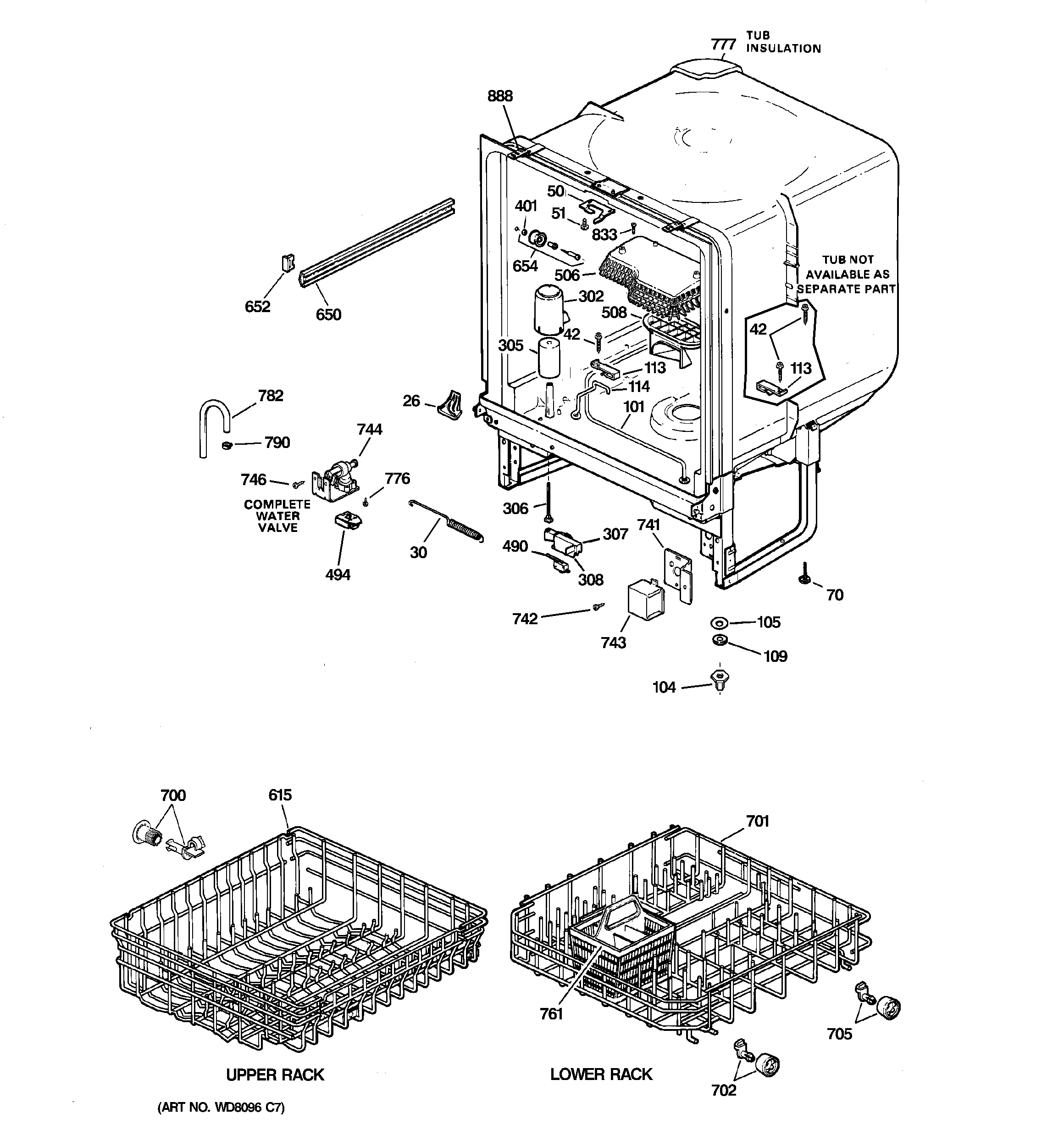 GE GSD2600G20BB body parts diagram