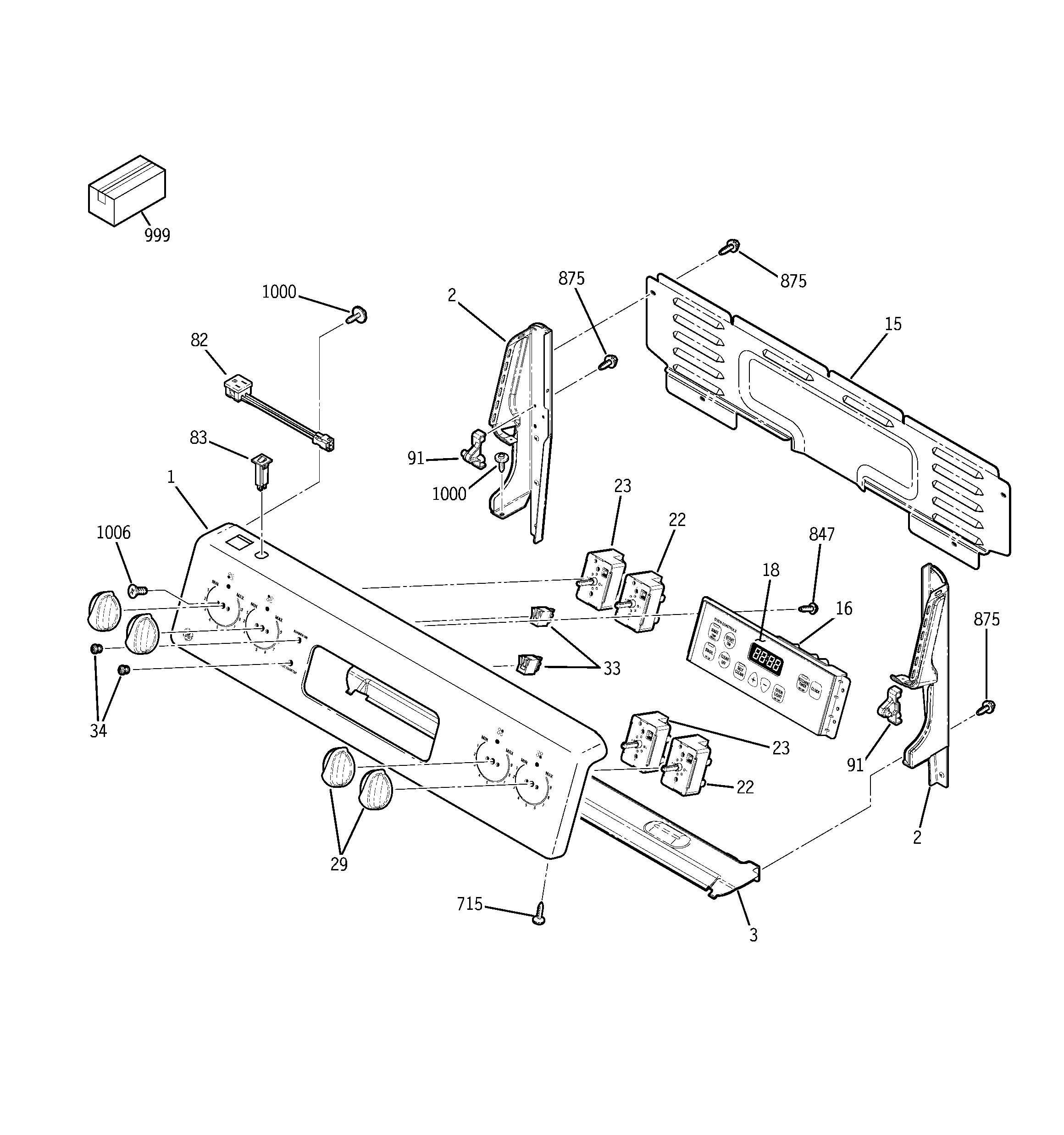 GE JCBP65WK4WW control panel diagram