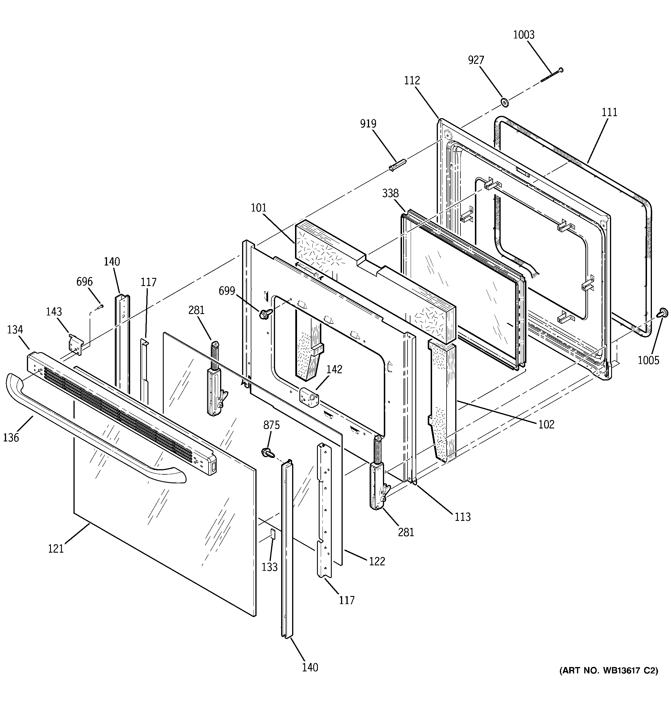 GE JCBP65WK4WW door diagram