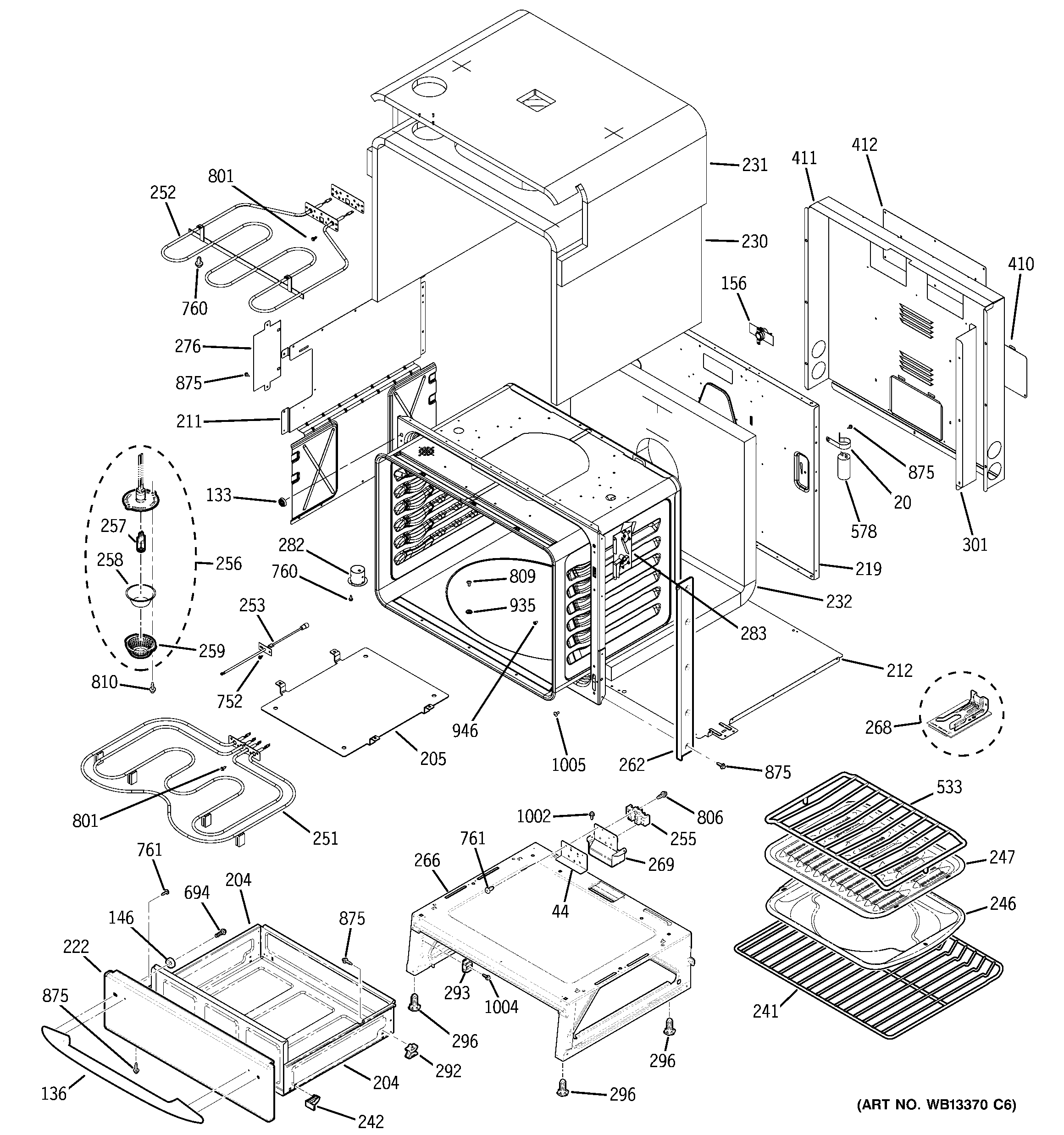 GE JS998TK3WW body parts diagram
