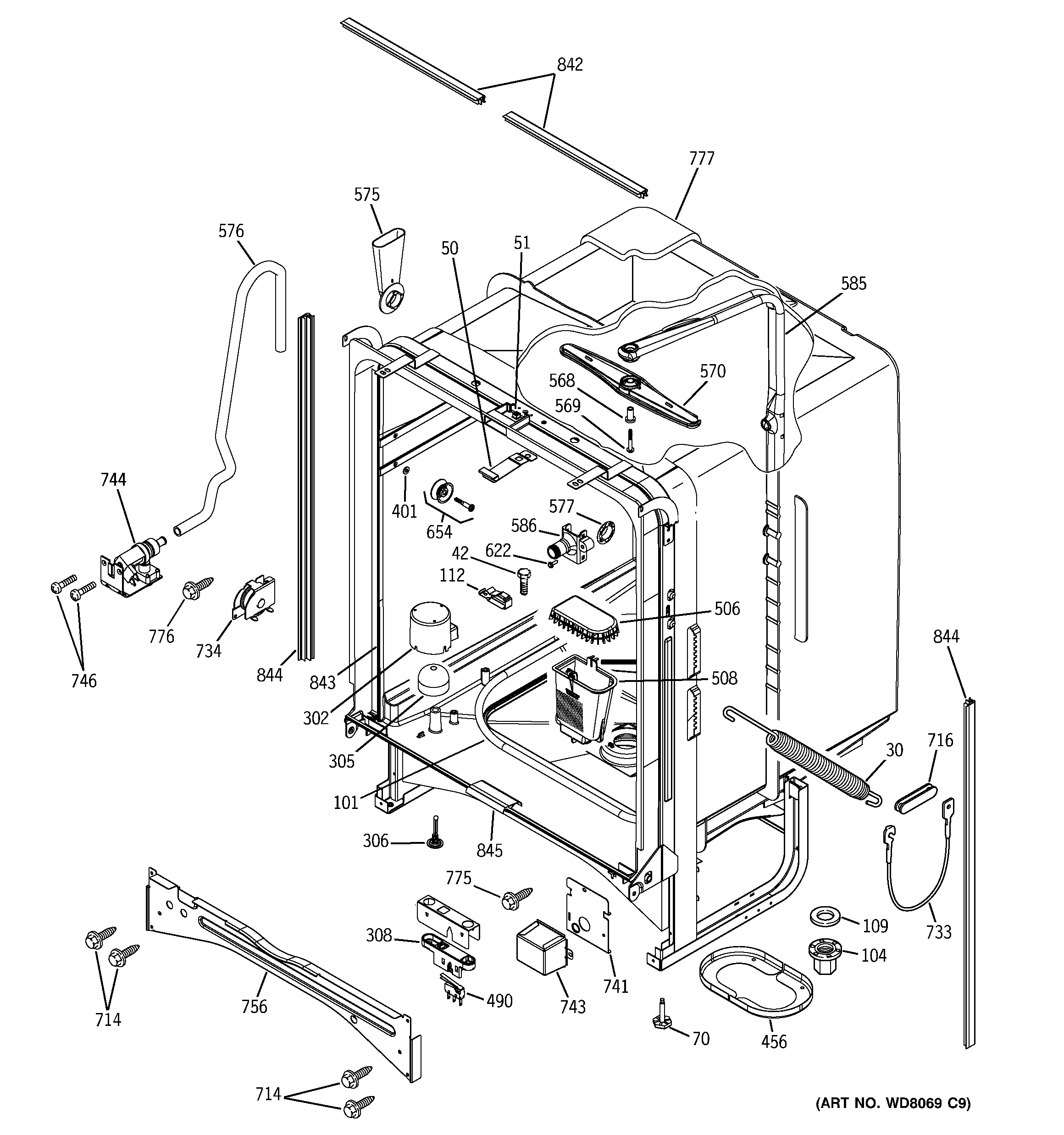 GE GSD6700G00WW body parts diagram