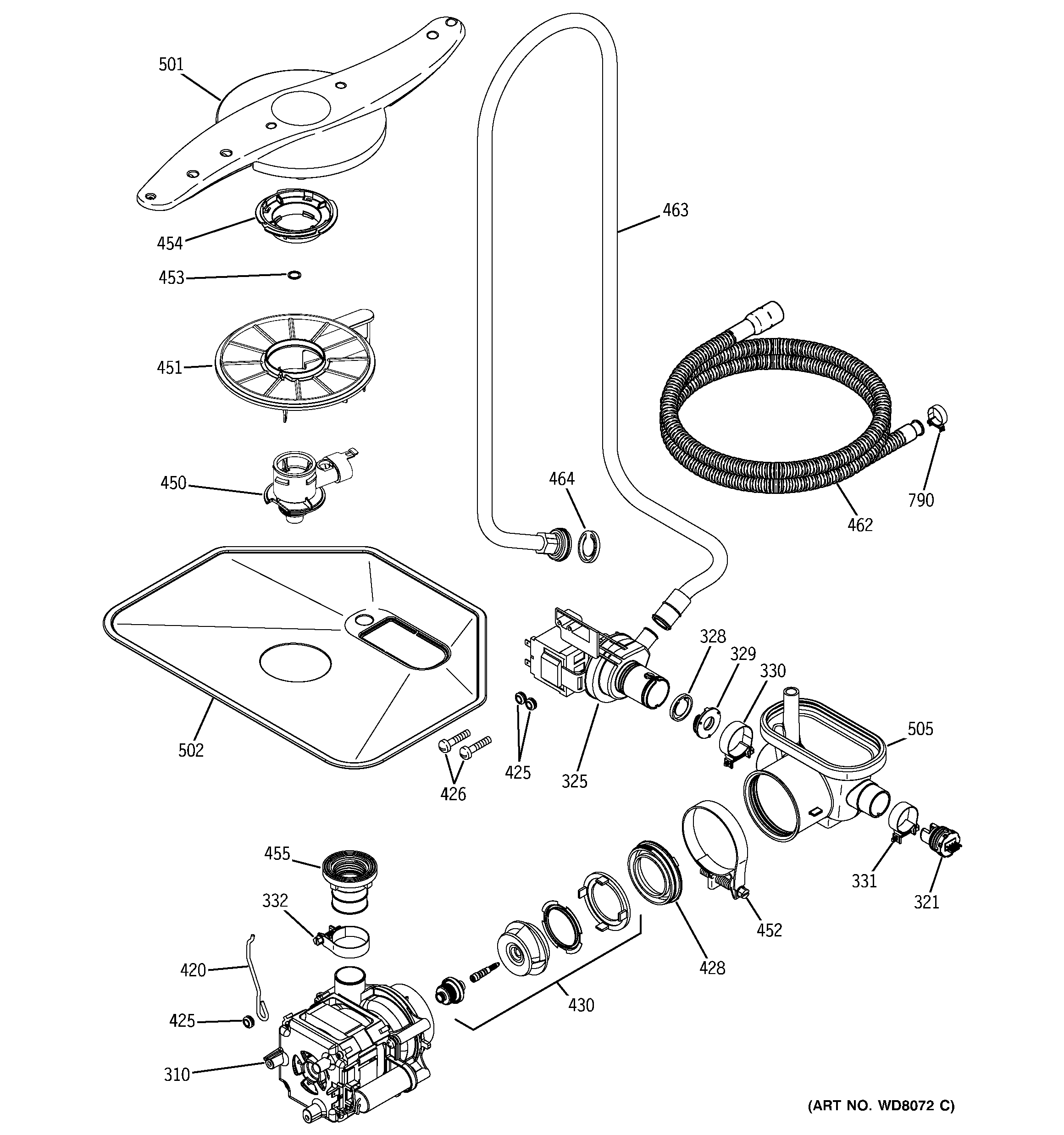 GE GSD6700G00WW motor-pump mechanism diagram