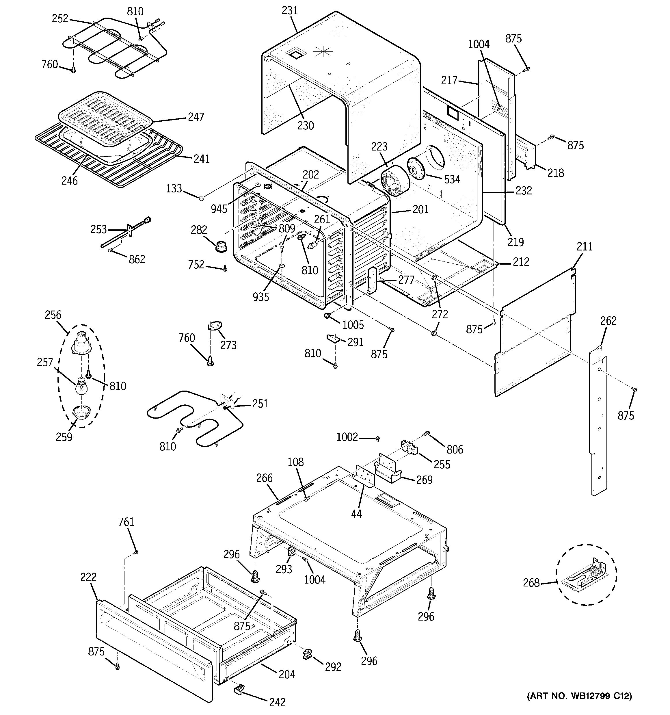 GE JSP42BK4BB body parts diagram