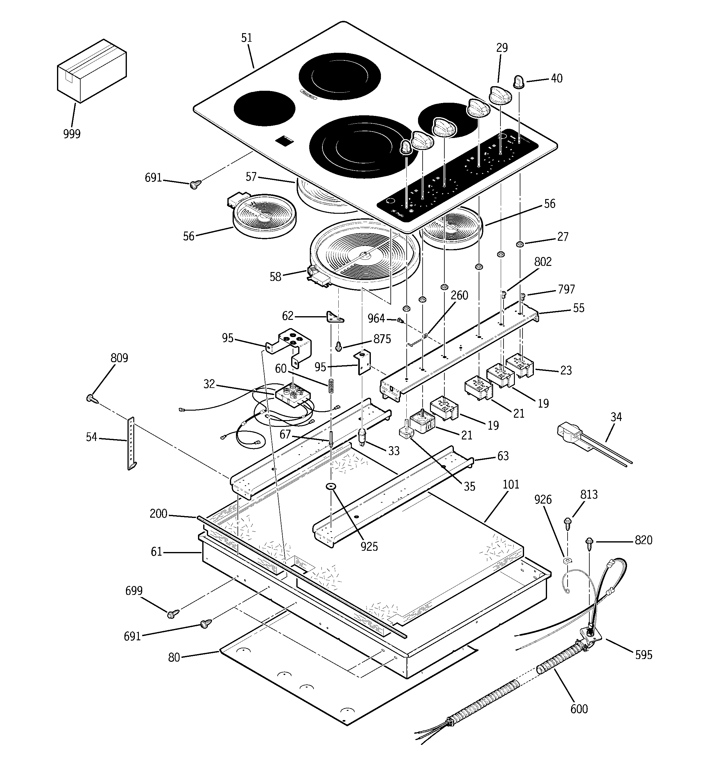 GE PP912TM1WW cooktop parts diagram