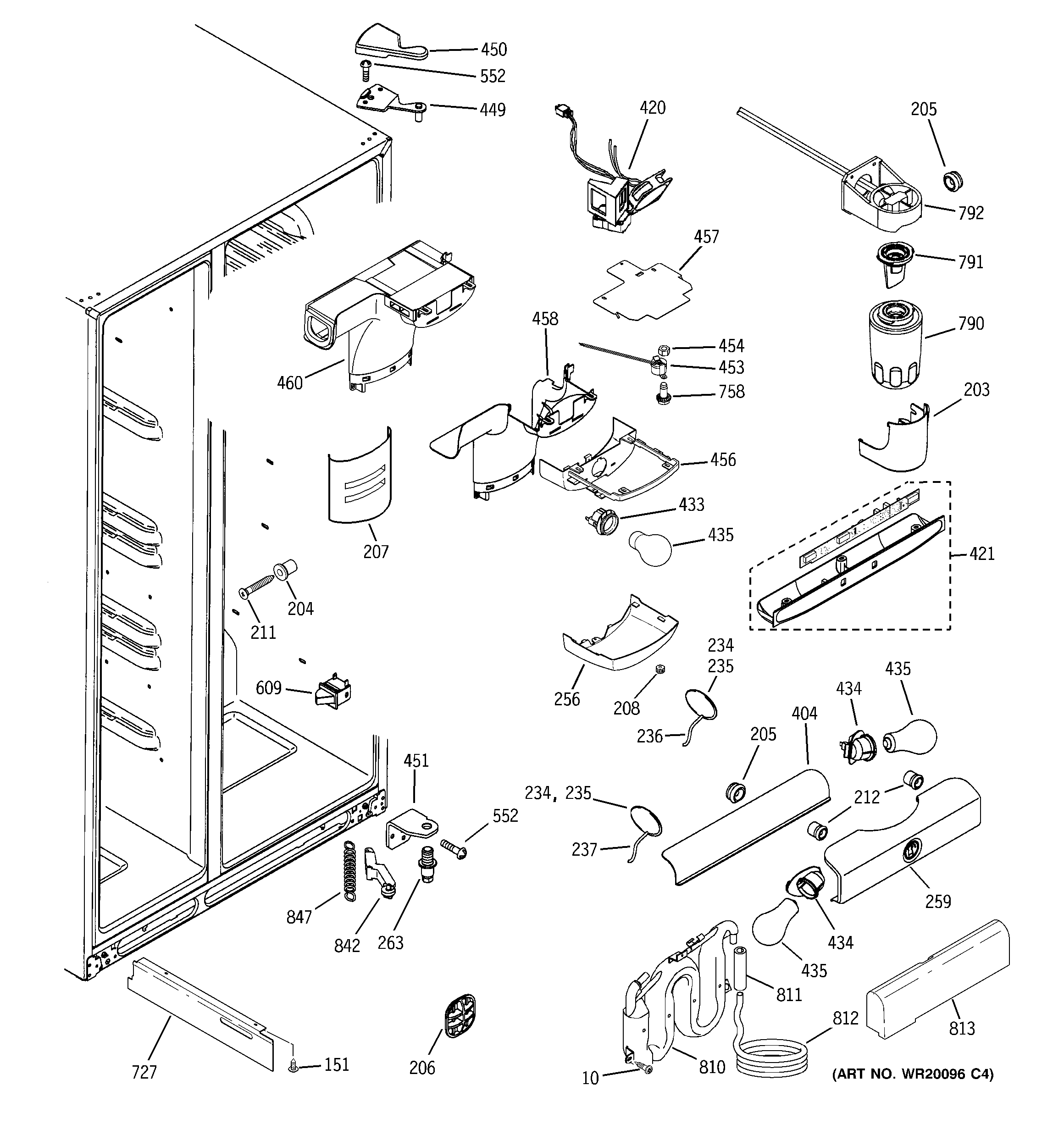 GE GSC23KGTEWW fresh food section diagram