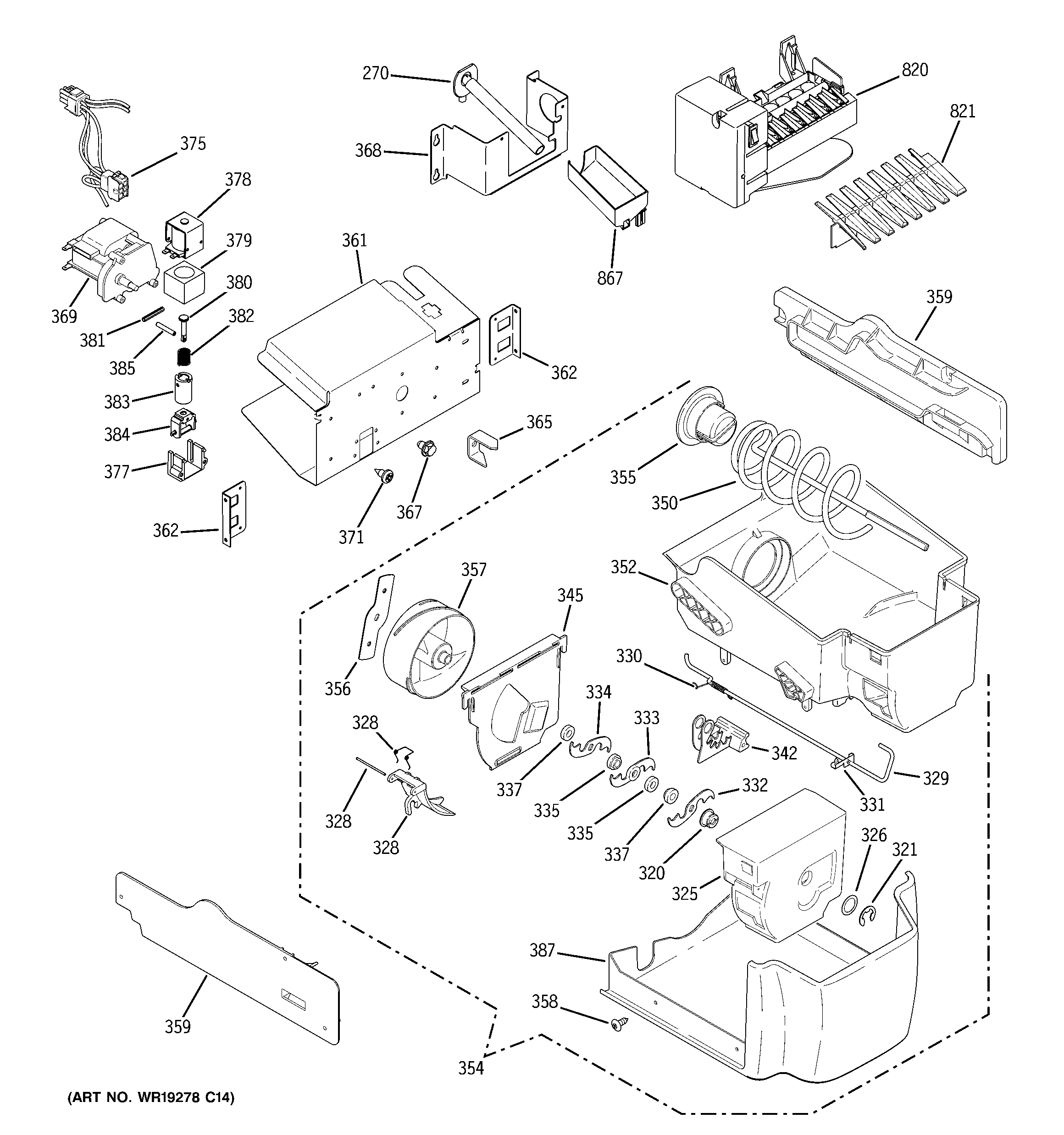 GE GSS23LGTEWW ice maker & dispenser diagram