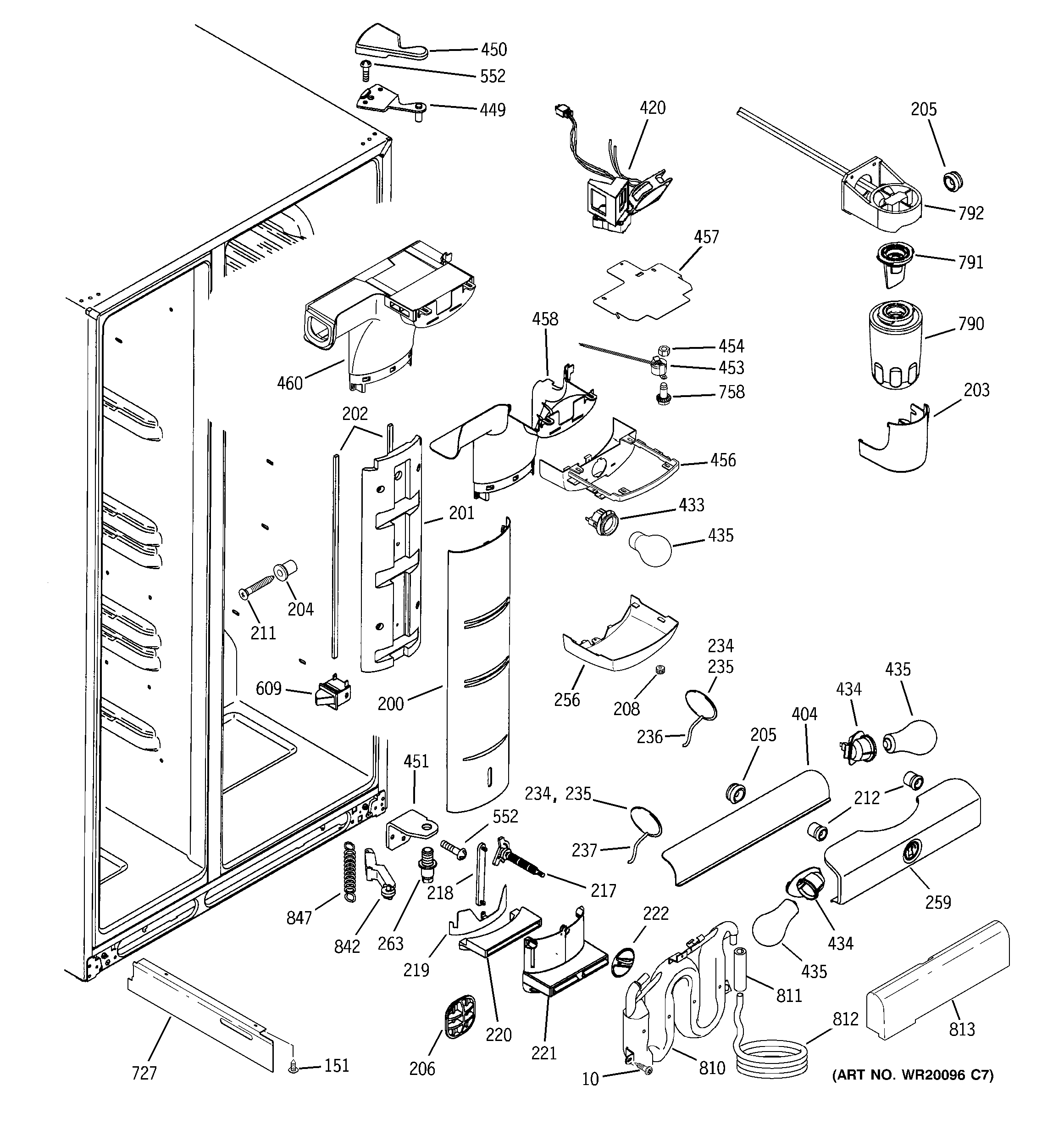 GE GSS23LGTEWW fresh food section diagram