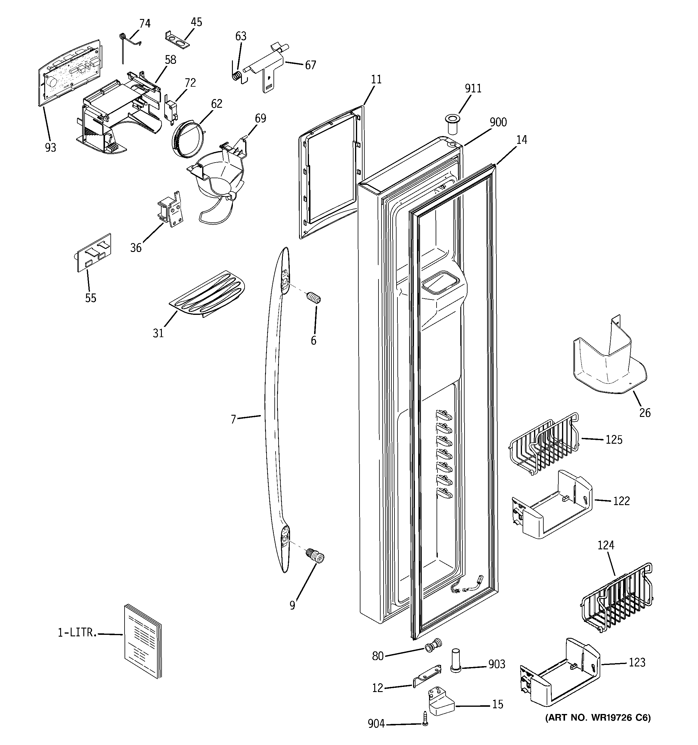 GE PSC23SHTESS freezer door diagram