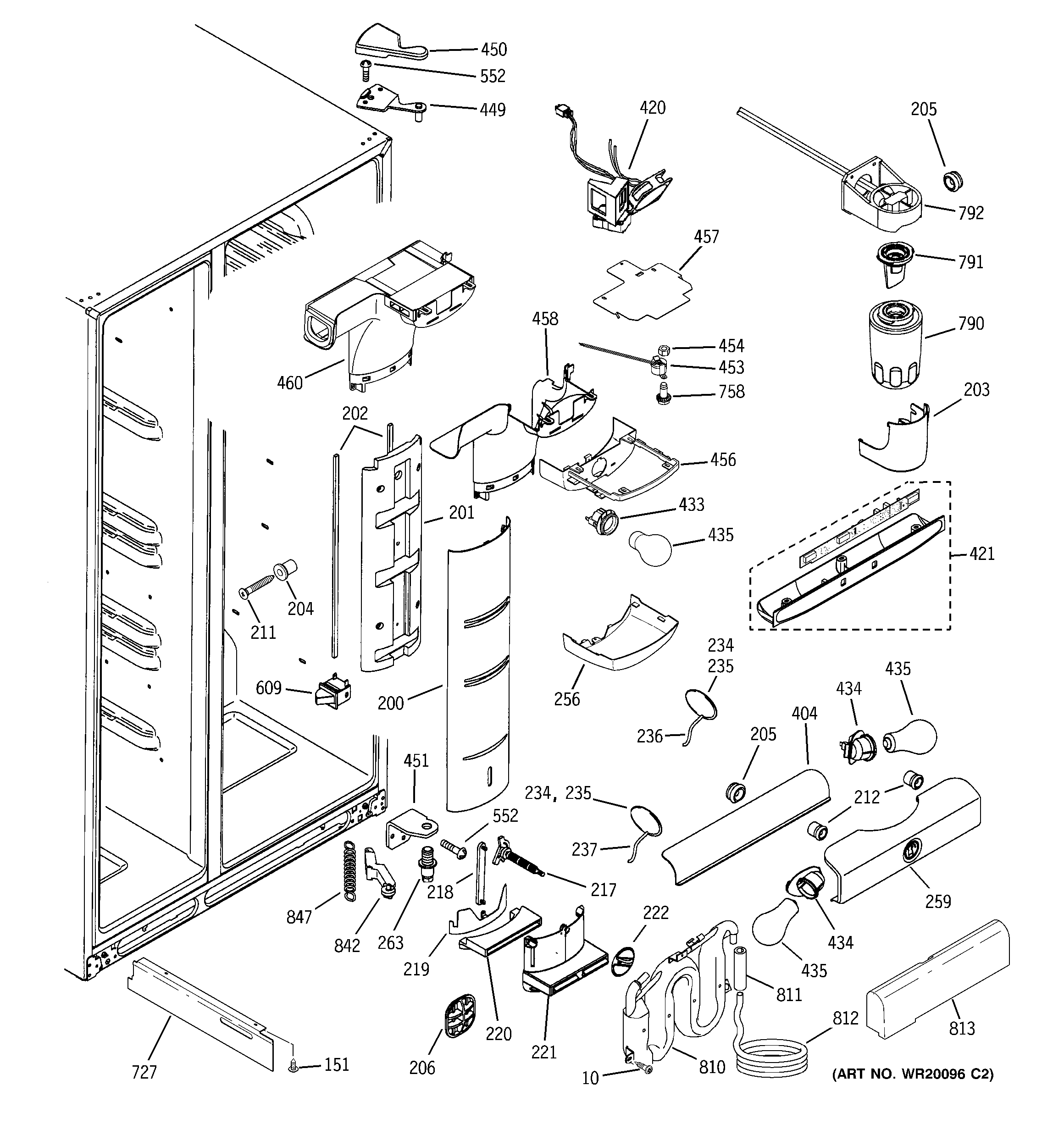 GE PSK25NGSDCWW fresh food section diagram