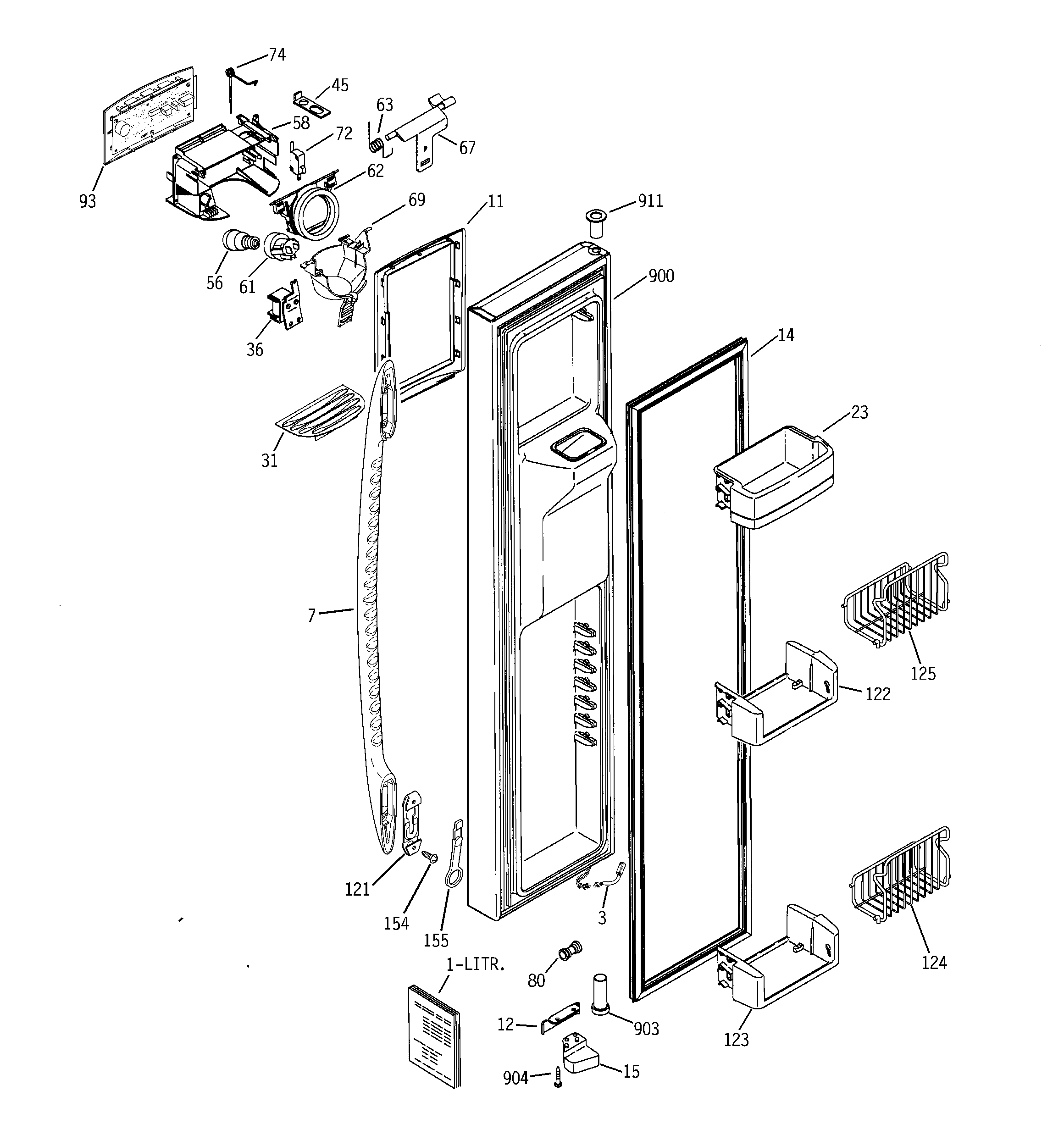 GE PSK27MGSDCCC freezer door diagram