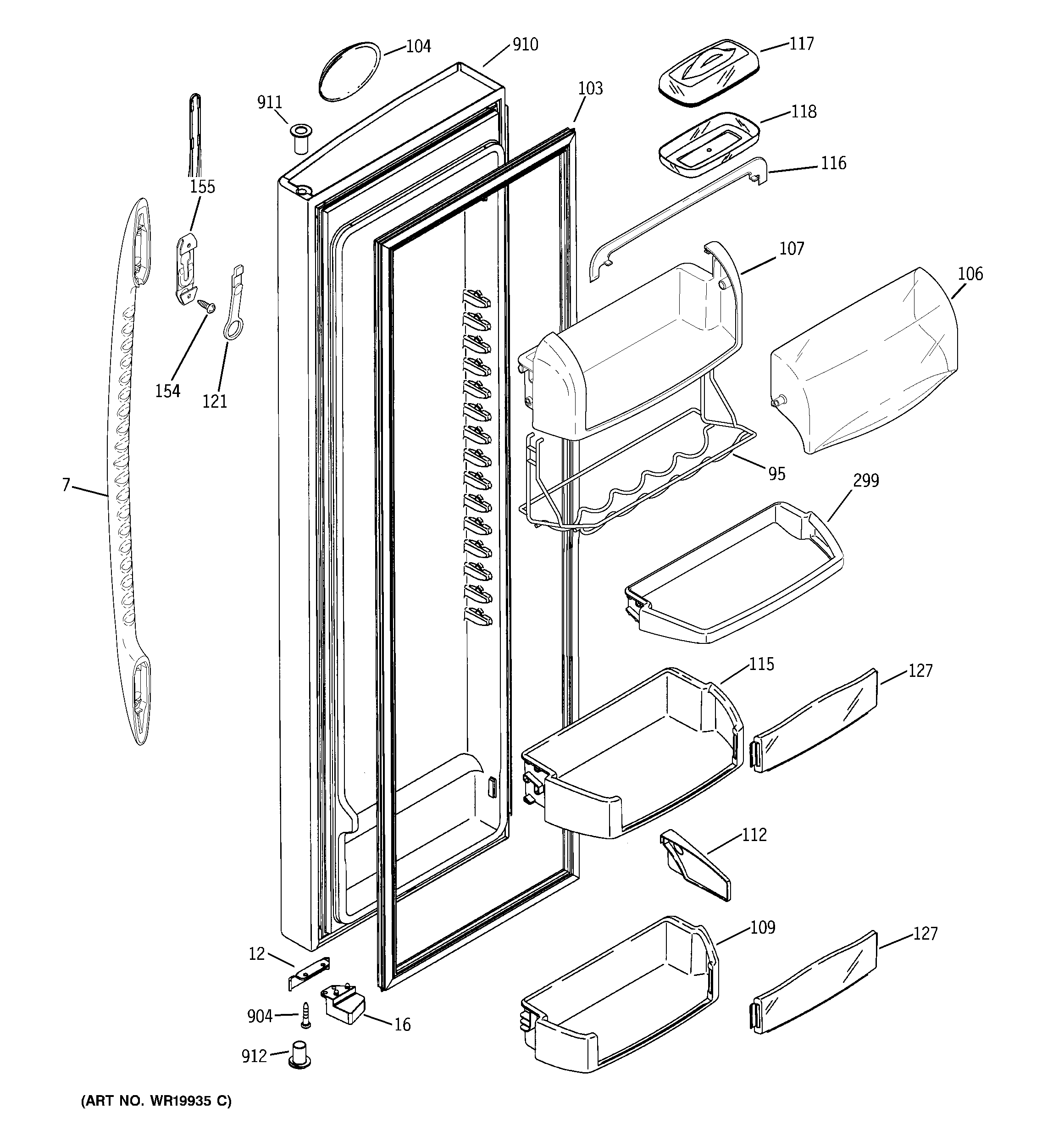 GE PSK27MGSDCCC fresh food door diagram