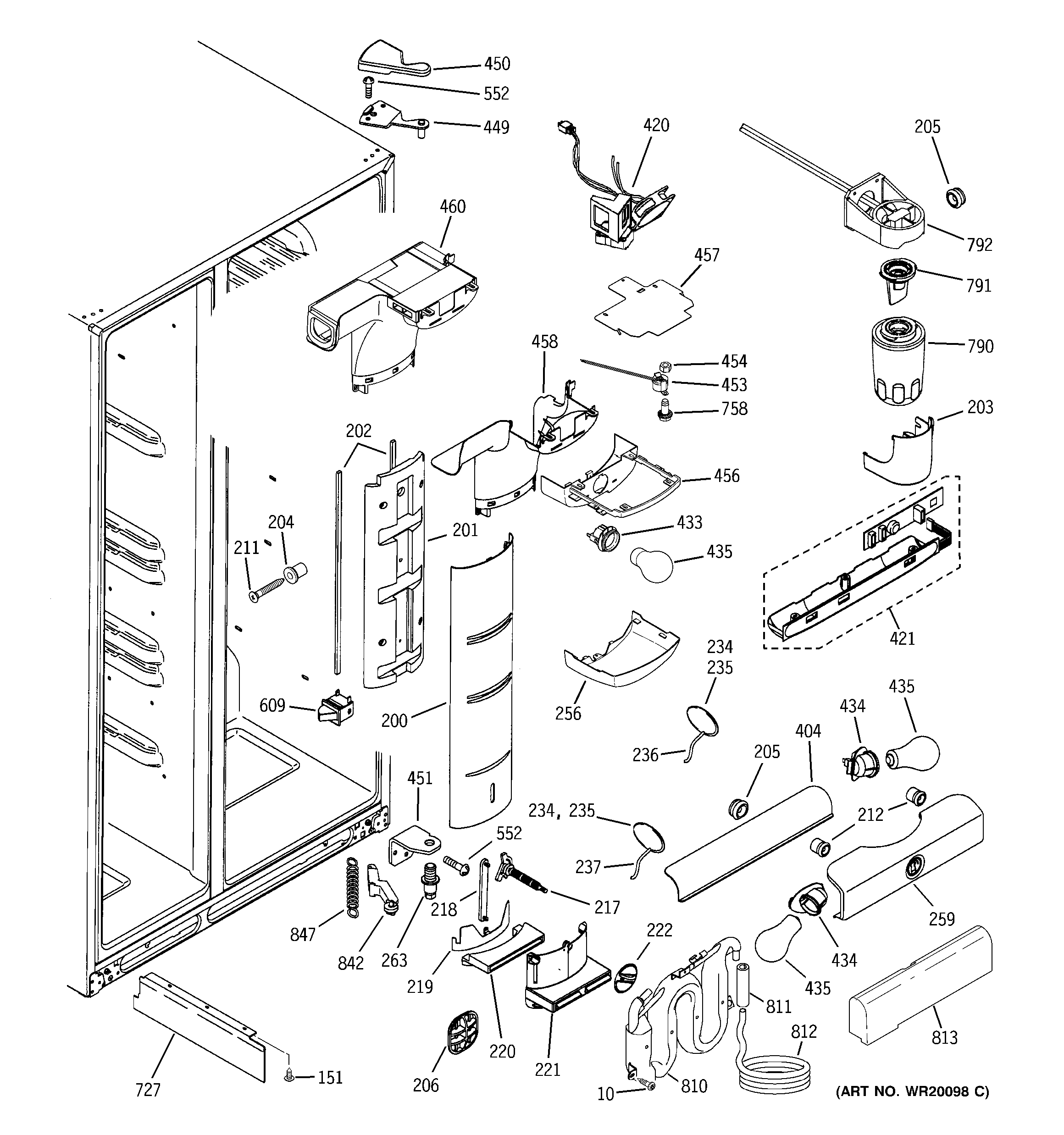 GE PSK27NGSDCCC fresh food section diagram