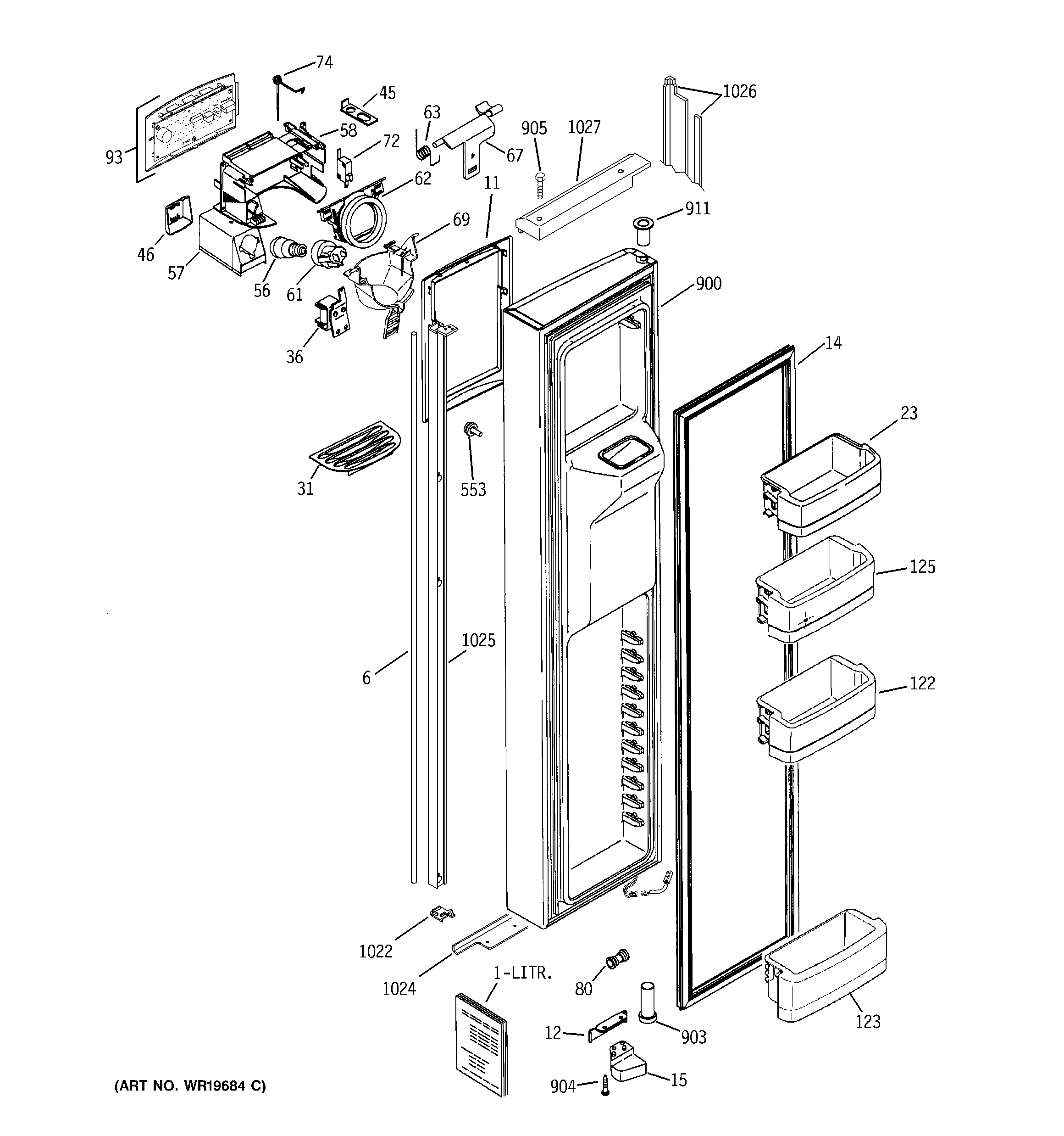 GE GIE21IETBFKB freezer door diagram