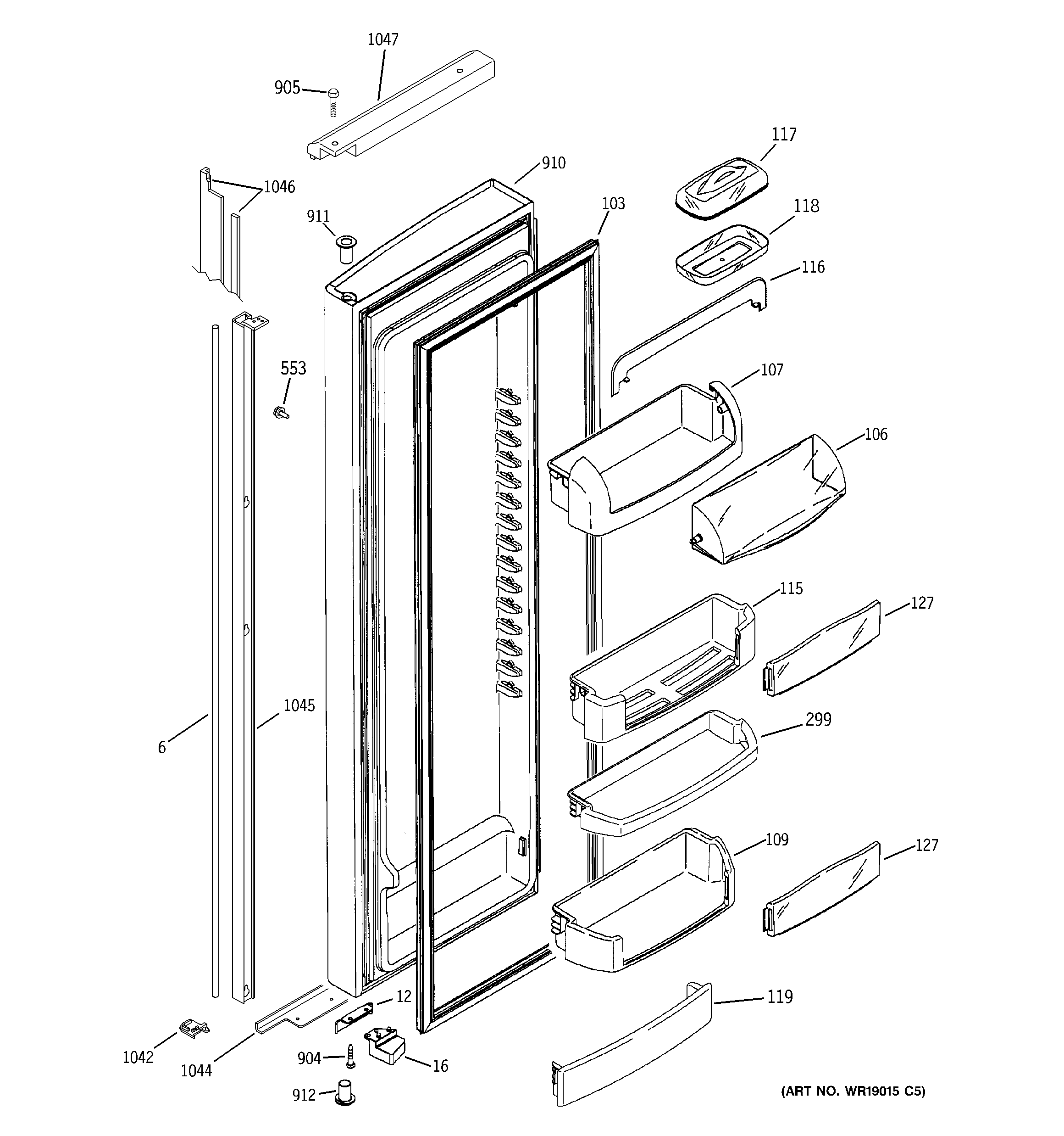 GE GIE21IETBFKB fresh food door diagram