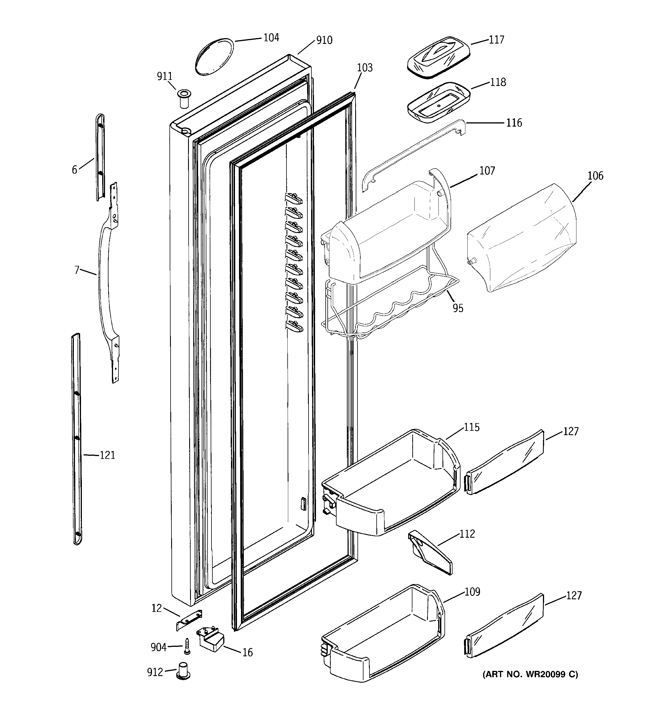 Hotpoint HSK27MGSDCCC fresh food door diagram