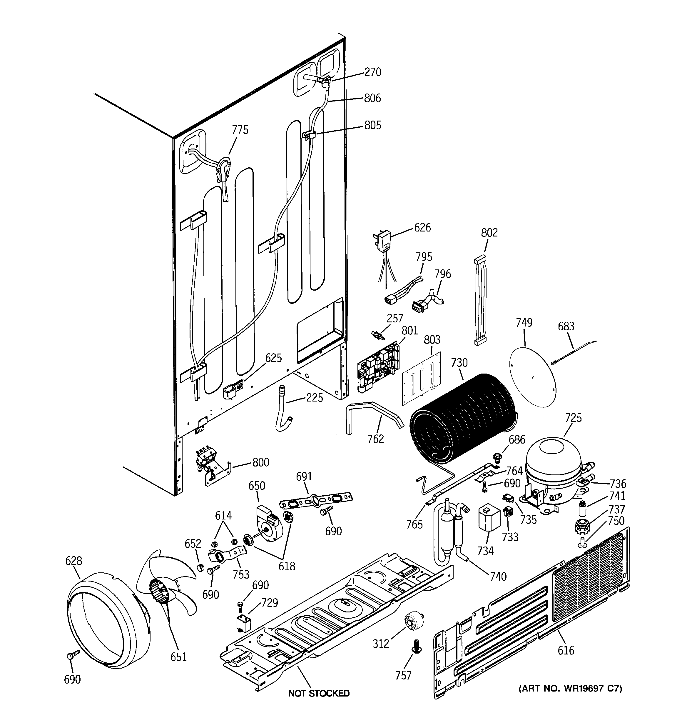 GE PCK23NHSDFCC sealed system & mother board diagram