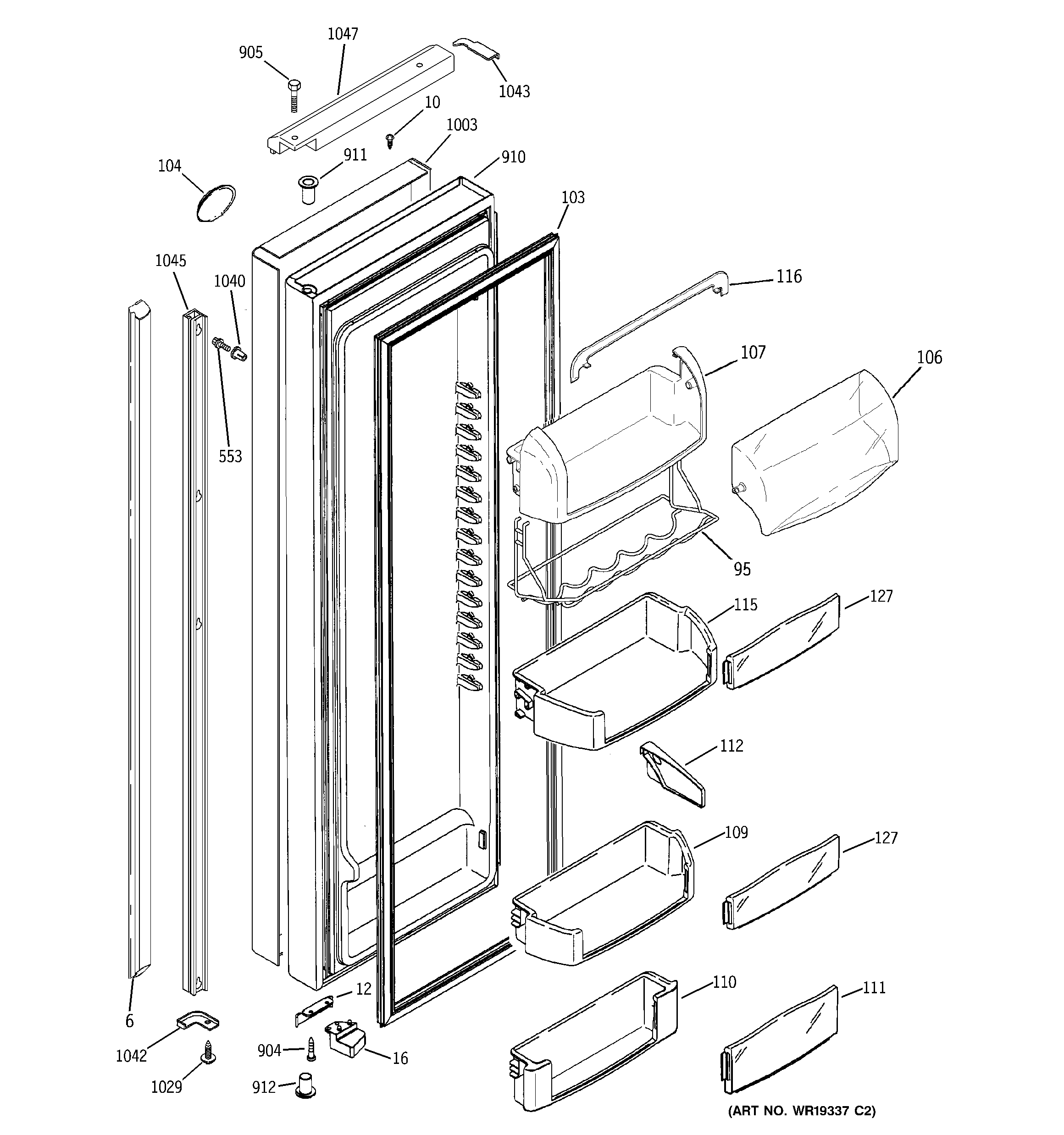 GE PSI23SCRGSV fresh food door diagram