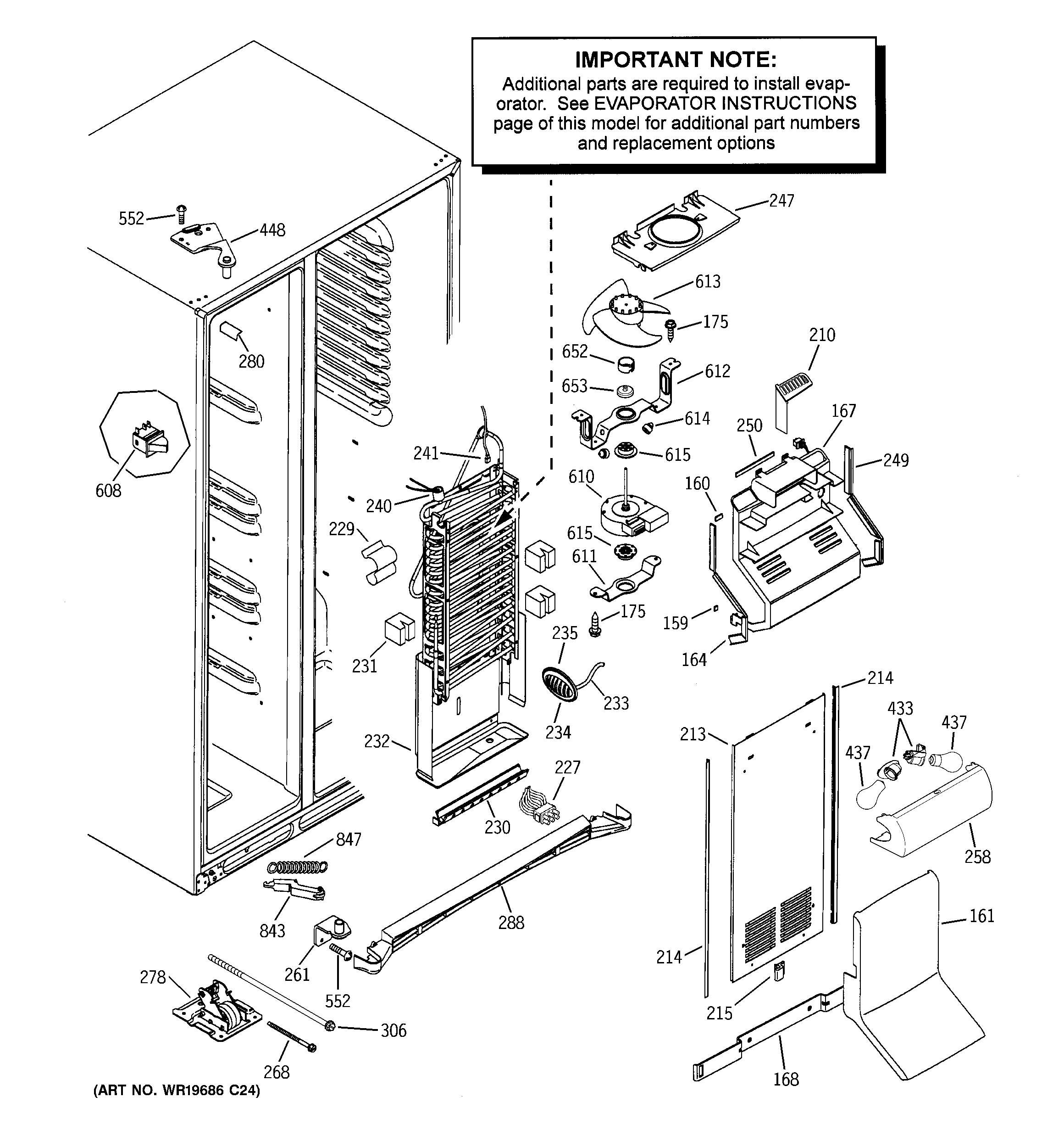 GE PSI23SCRGSV freezer section diagram