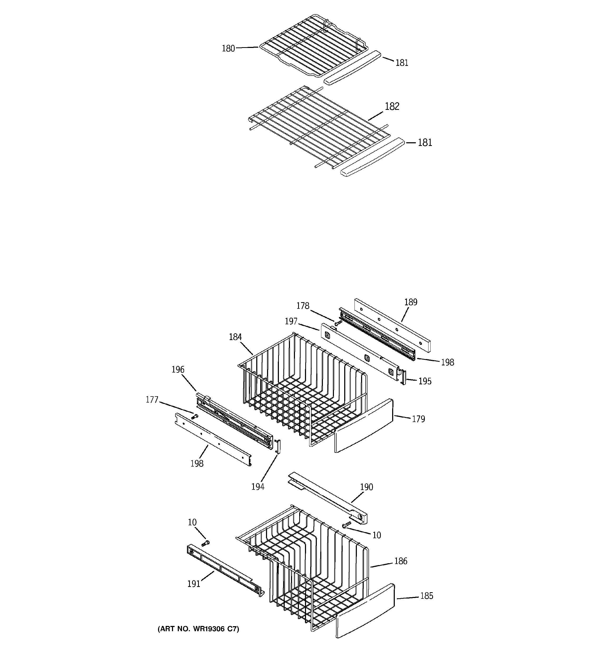 GE PSI23SCRGSV freezer shelves diagram