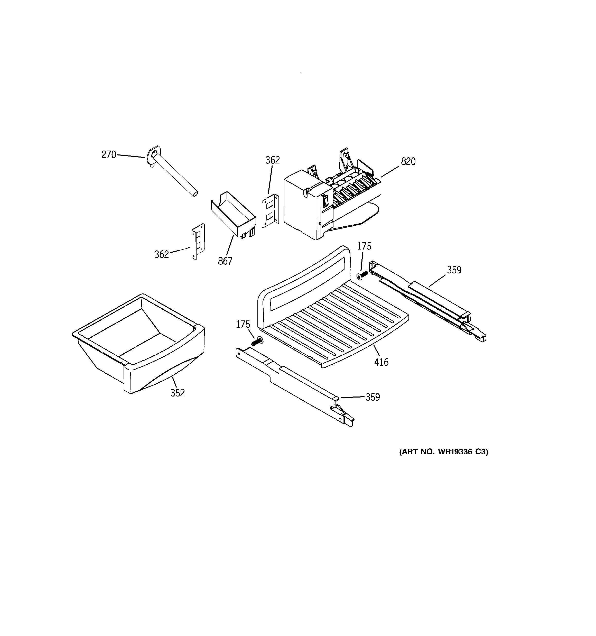GE PSI23SCRGSV ice maker & dispenser diagram