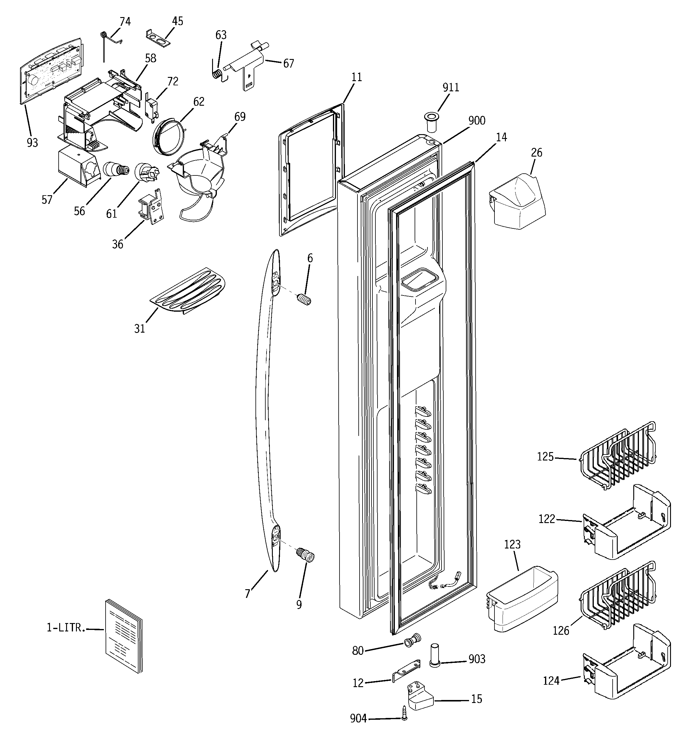 GE PSS23MSTESS freezer door diagram
