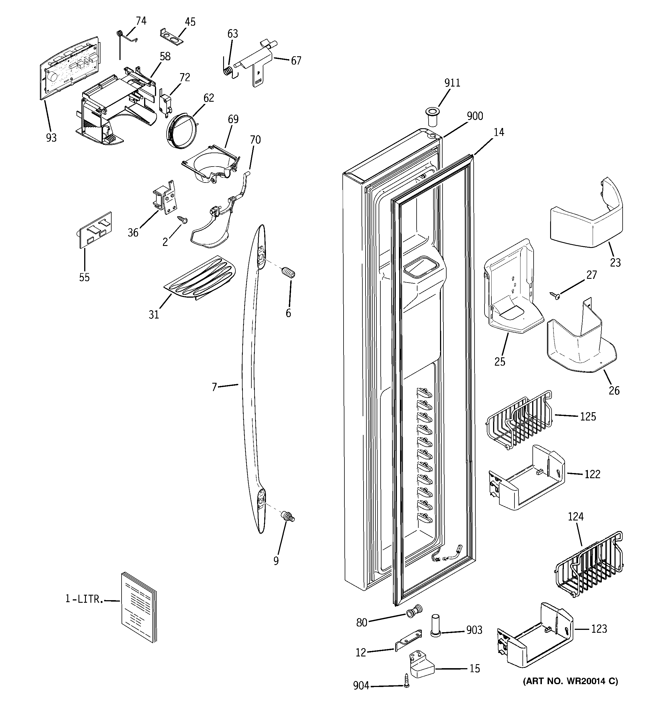 GE PSS26NSTESS freezer door diagram