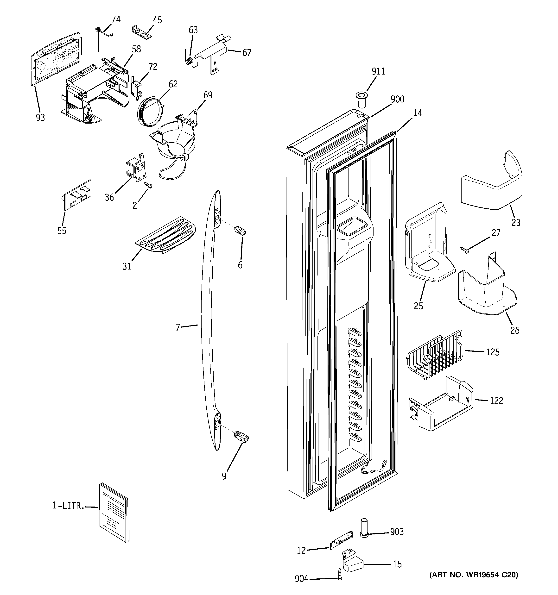GE PSS29NSTESS freezer door diagram