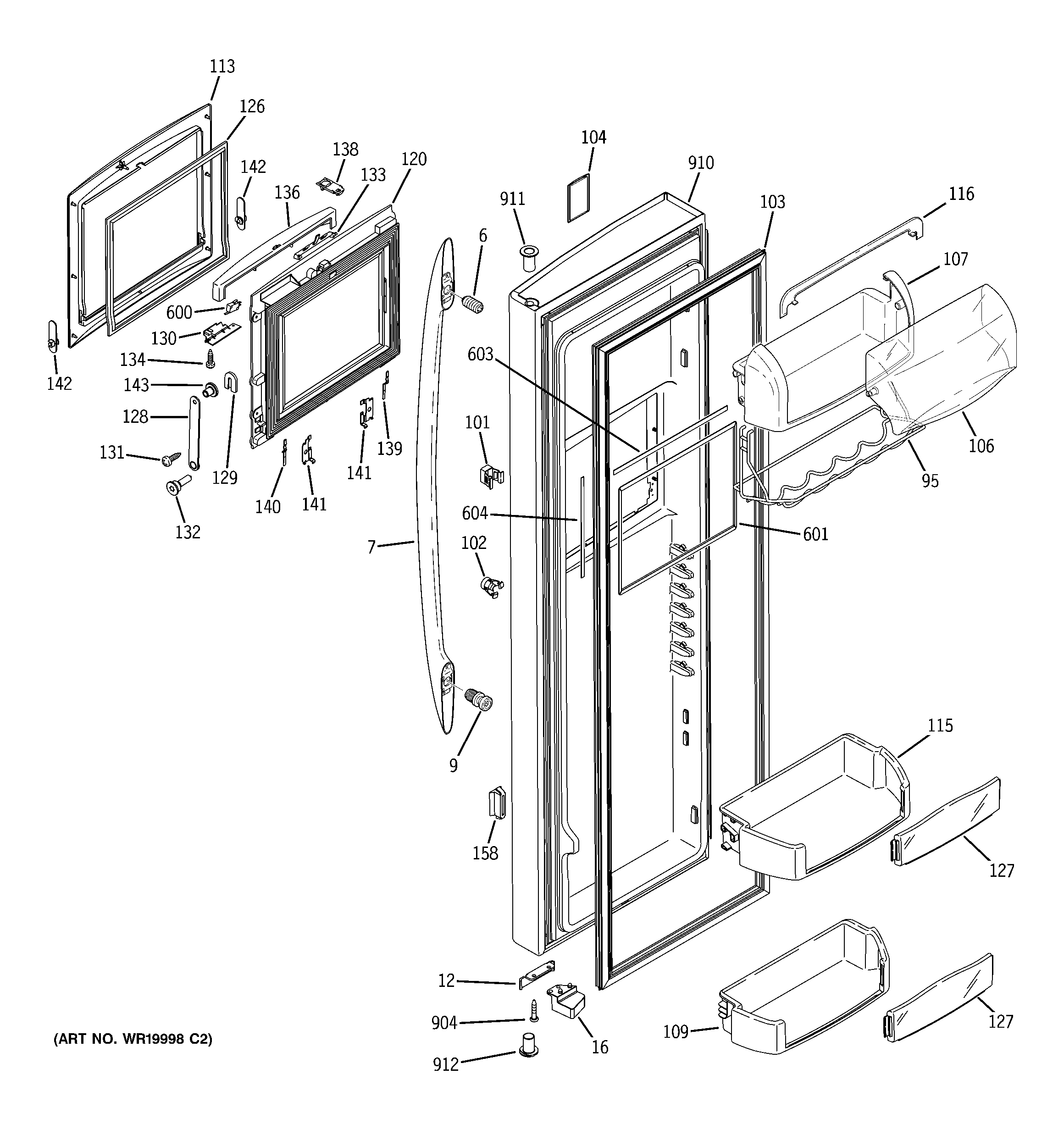 GE PSS29NSTESS fresh food door diagram