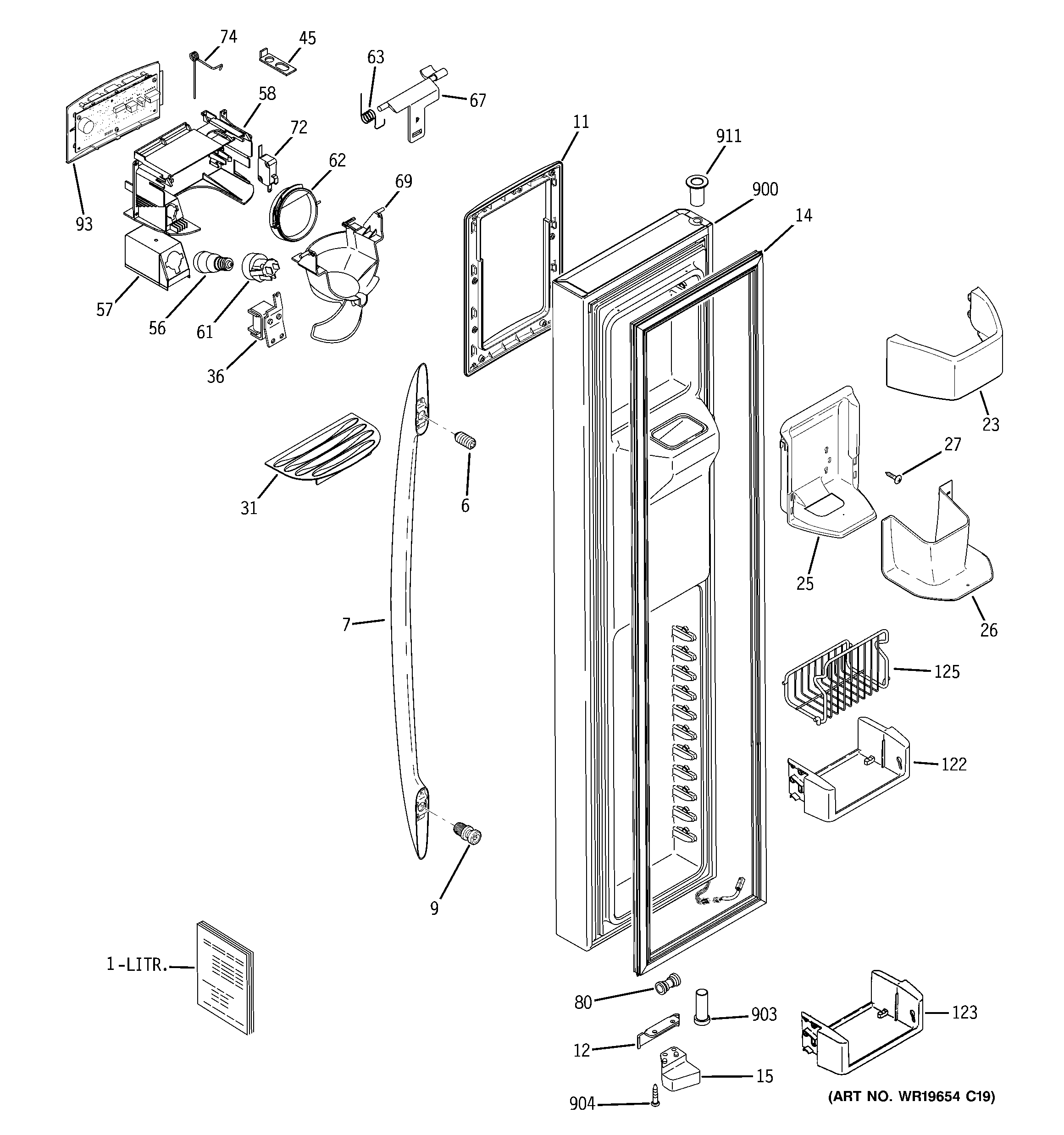 GE PSW26MSTESS freezer door diagram