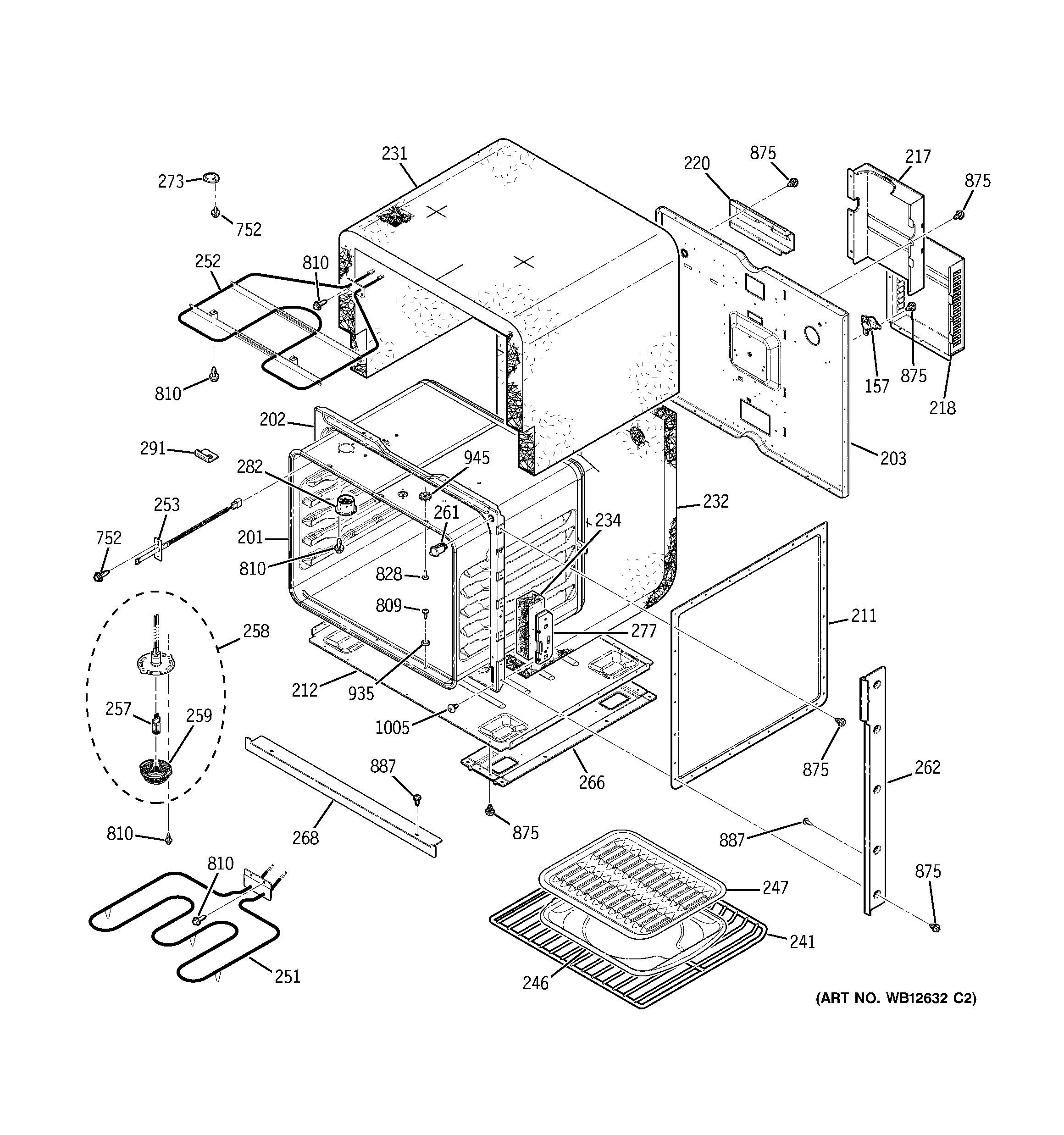 GE JCKP20BF6BB body parts diagram