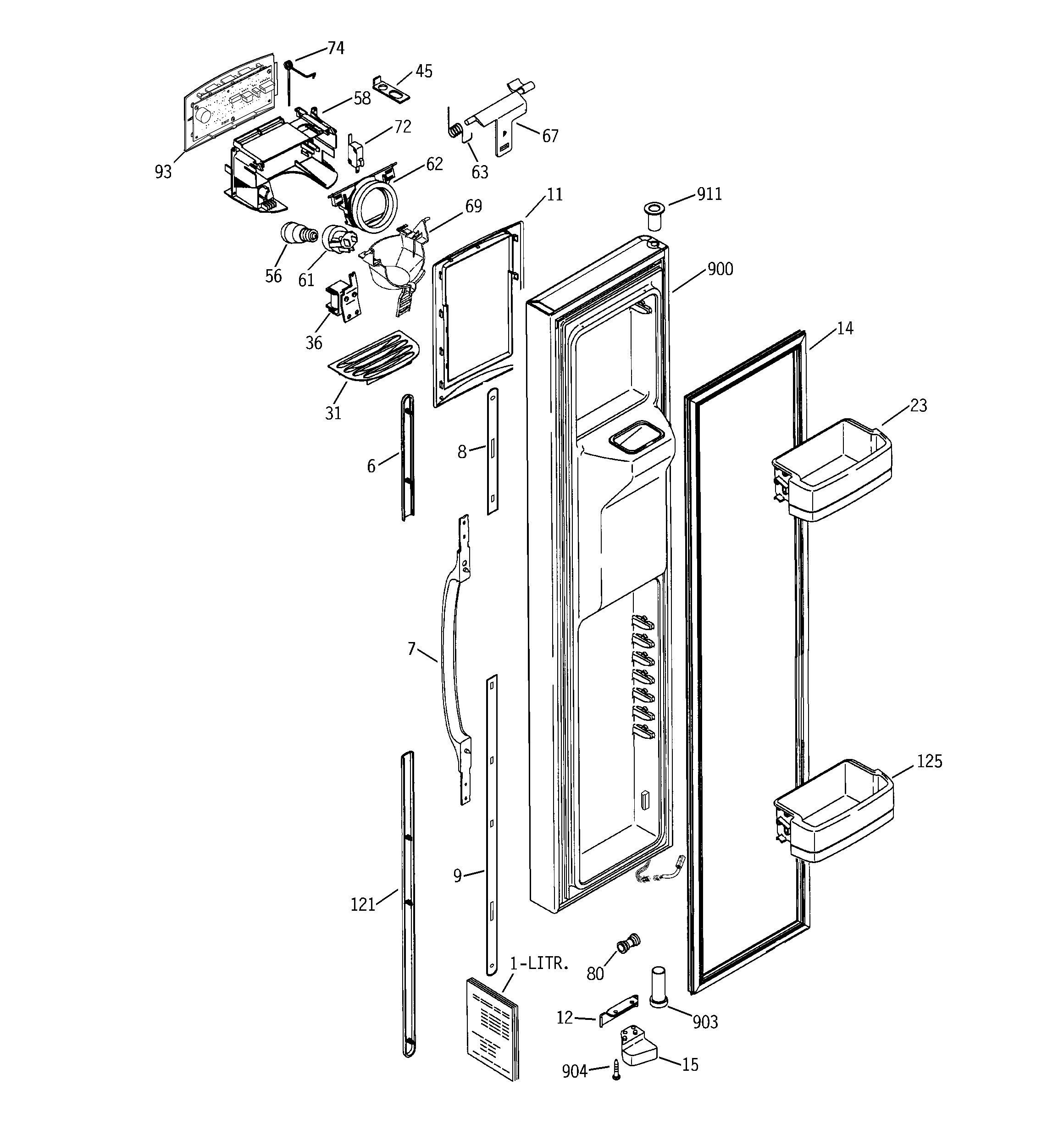 GE GCE21ZGTAFWW freezer door diagram