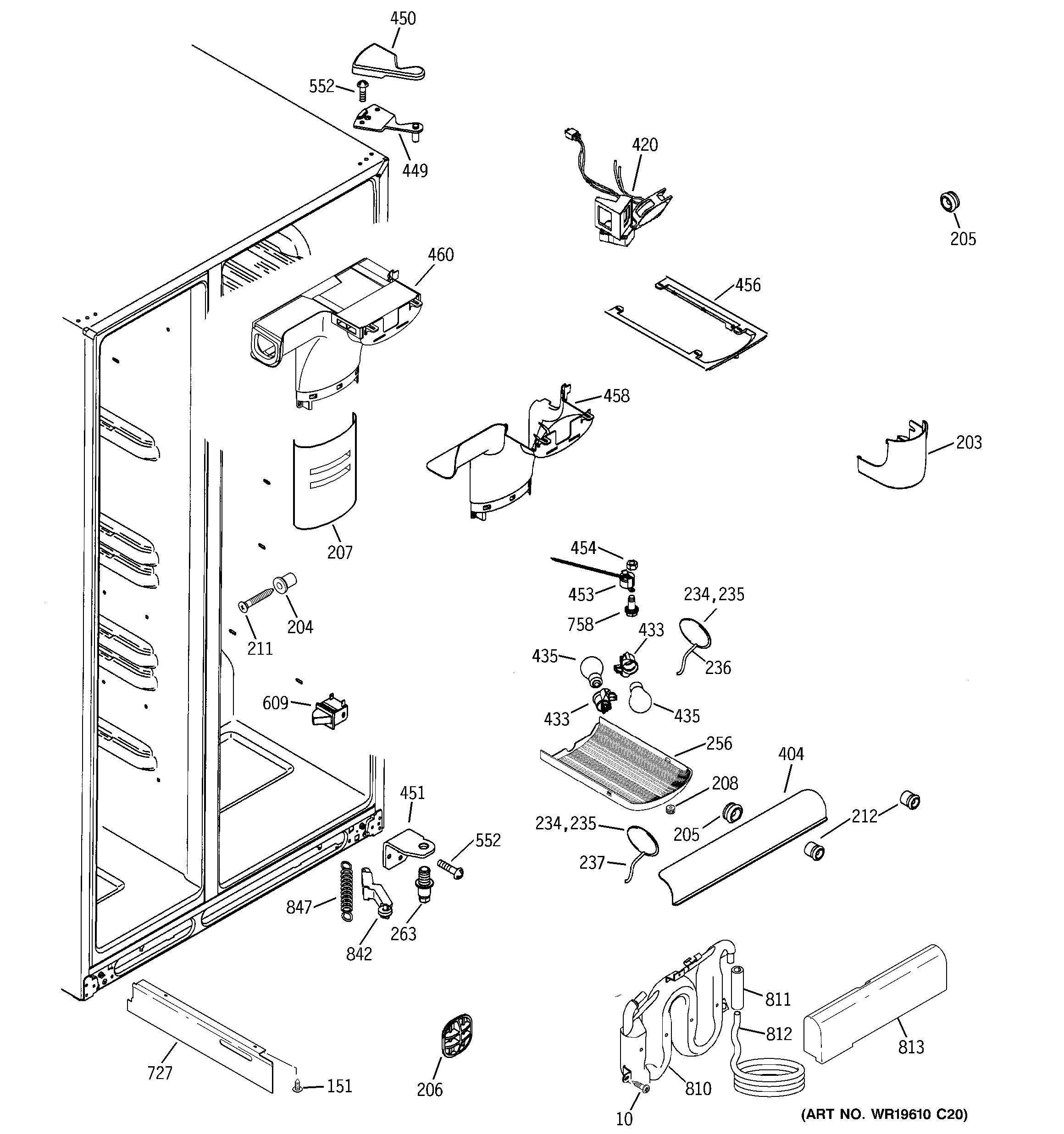 GE GCE21ZGTAFWW fresh food section diagram