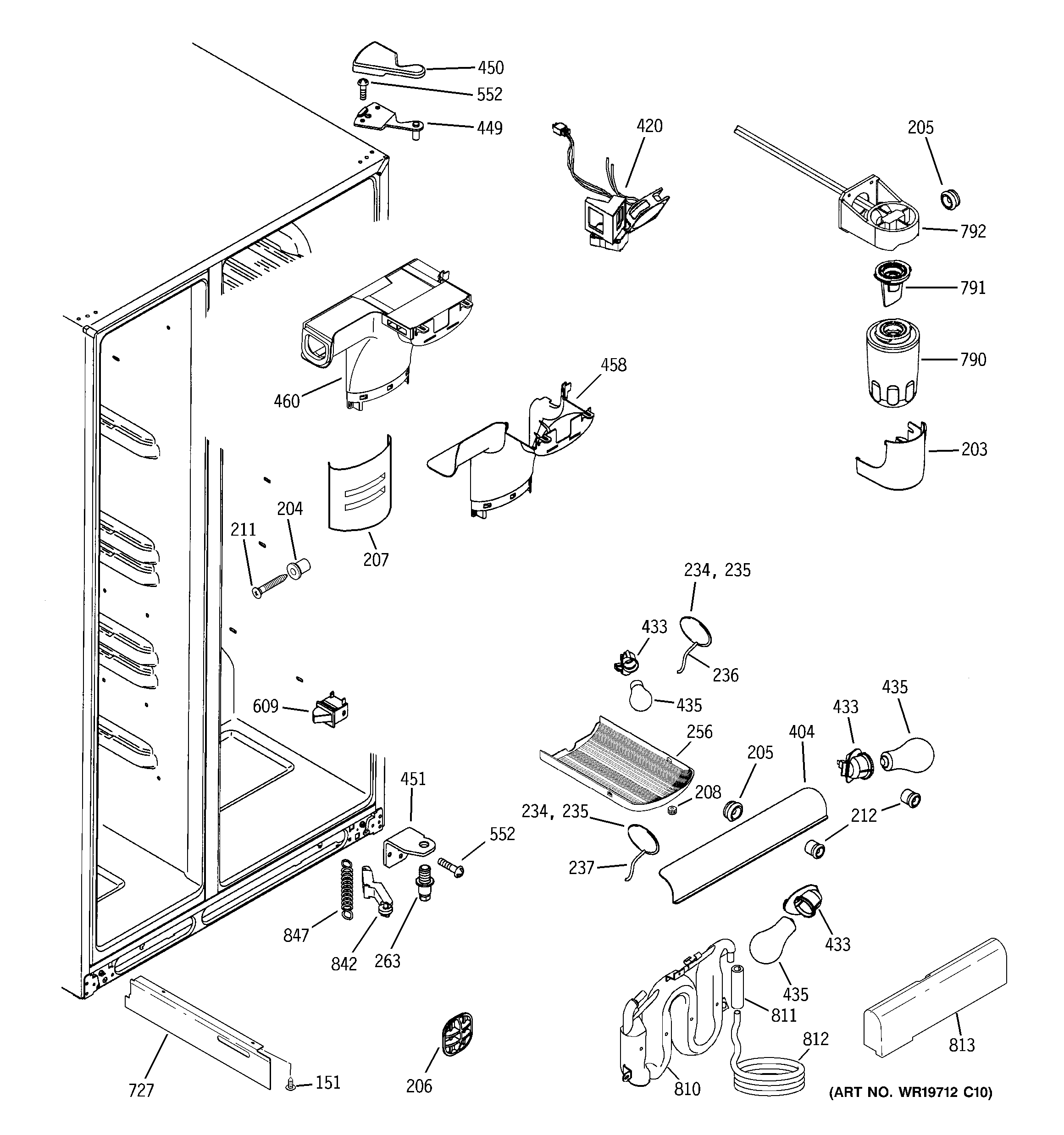 GE GCE23LGTAFBB fresh food section diagram