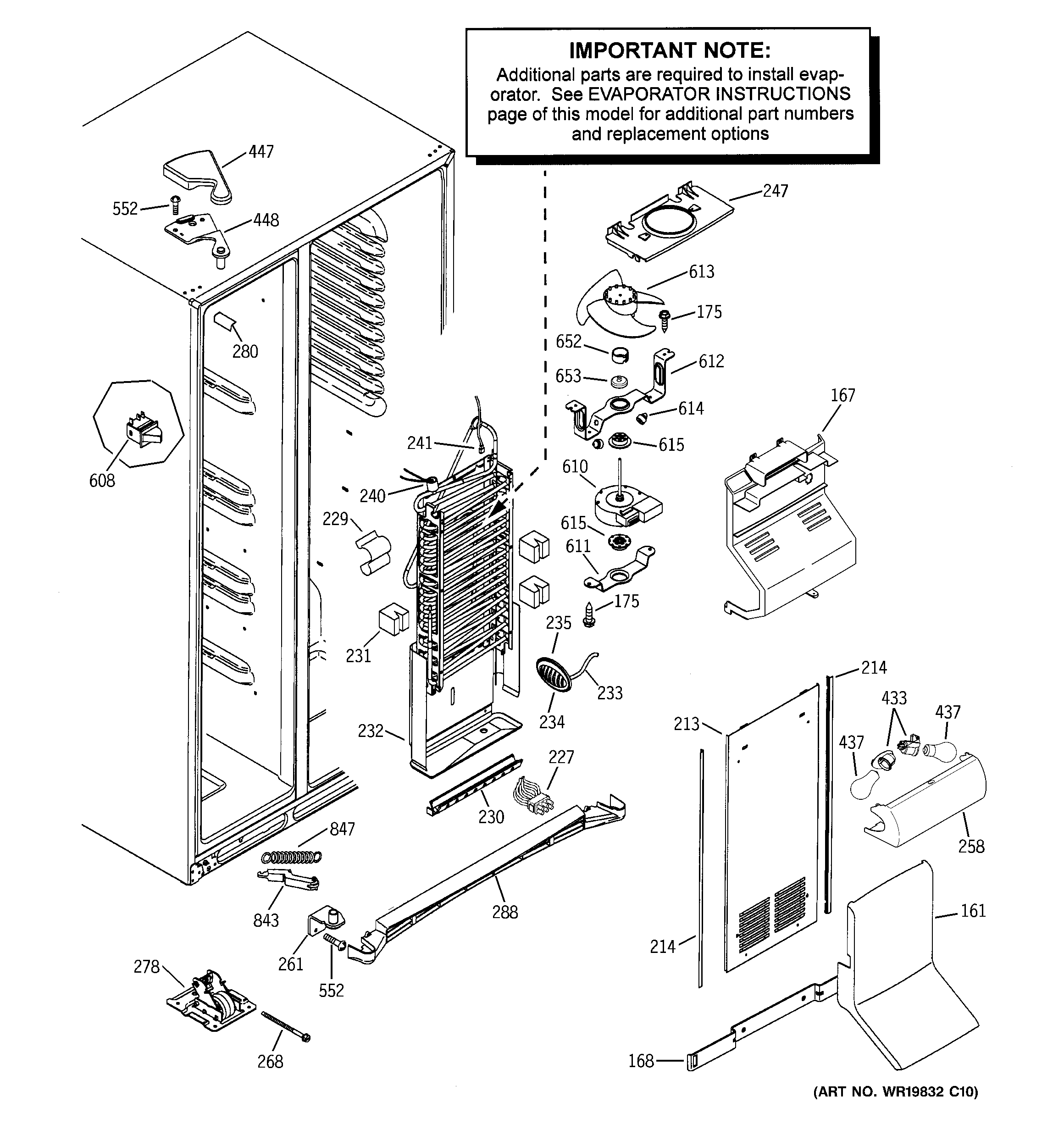 GE GSS23LGTACC freezer section diagram