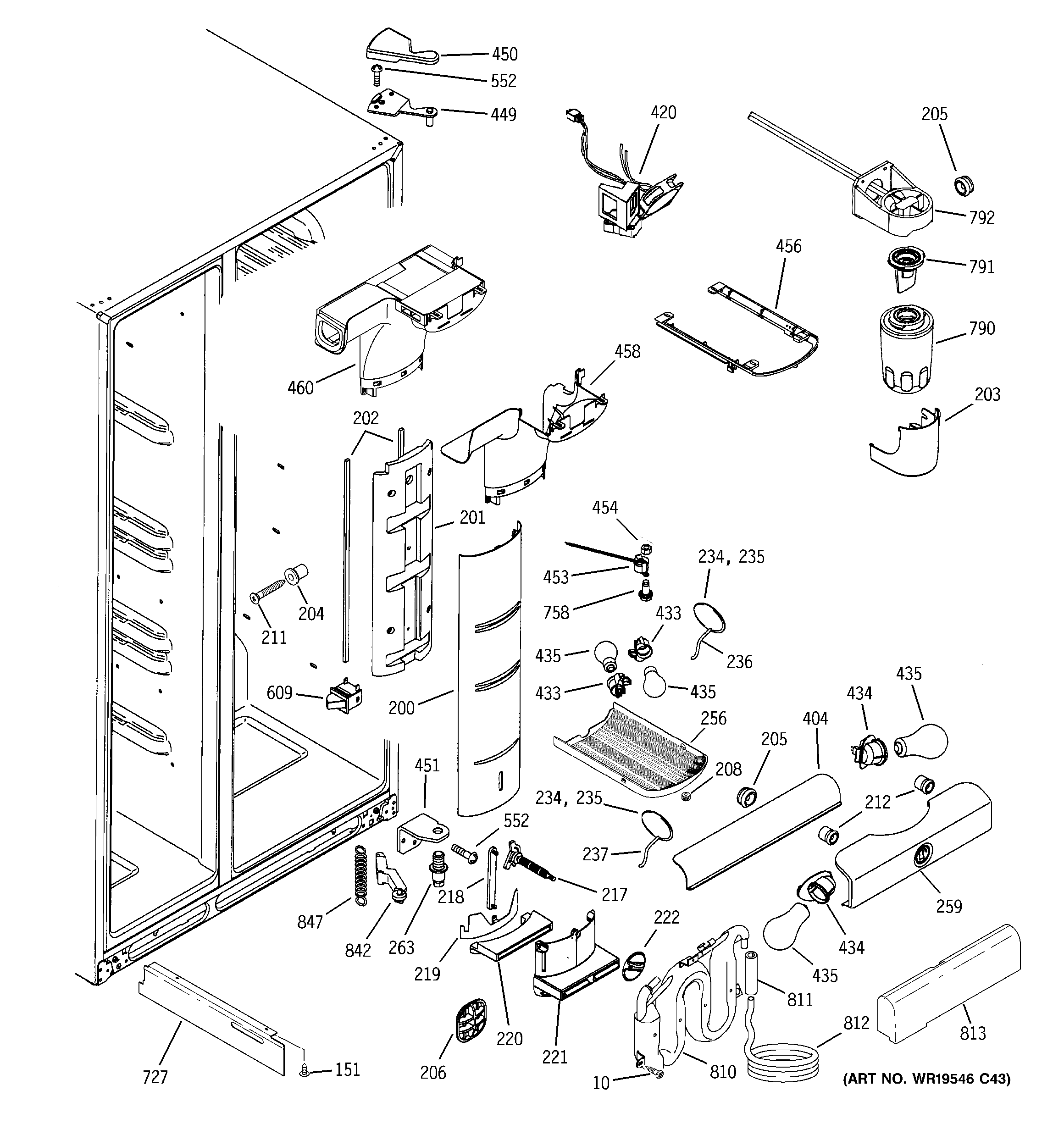 GE GSS23LGTACC fresh food section diagram
