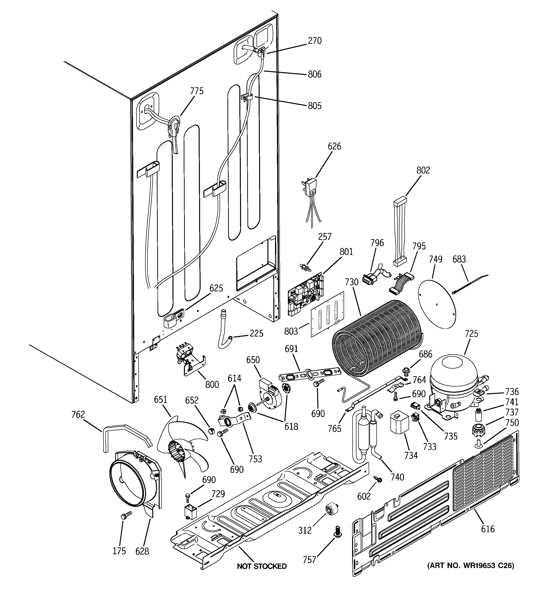 GE PCE23NGTCFWW sealed system & mother board diagram