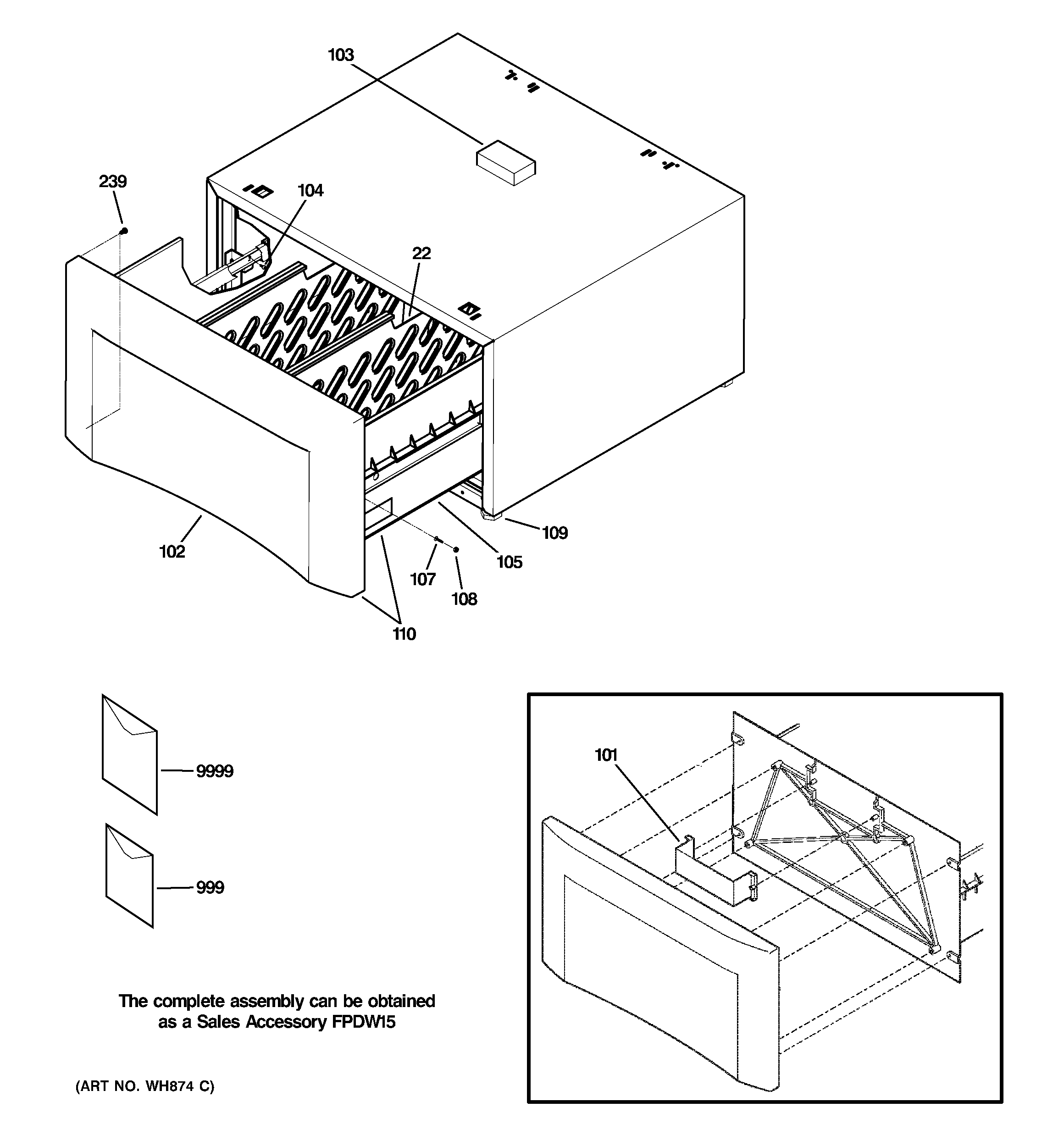 GE WSSH300G0WW pedestal diagram