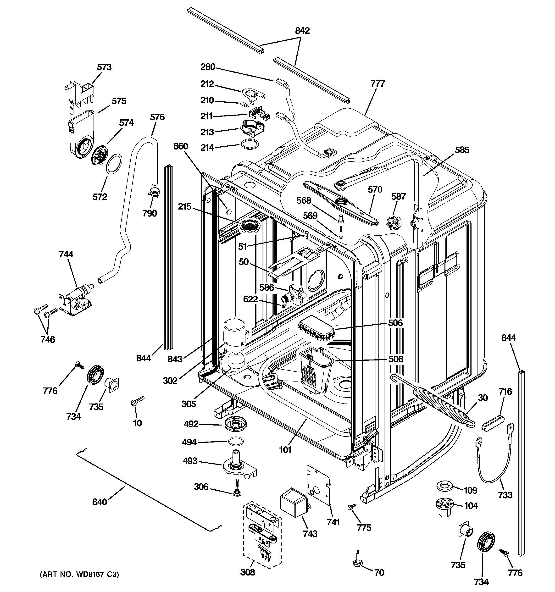 GE ZBD0710K15SS body parts diagram