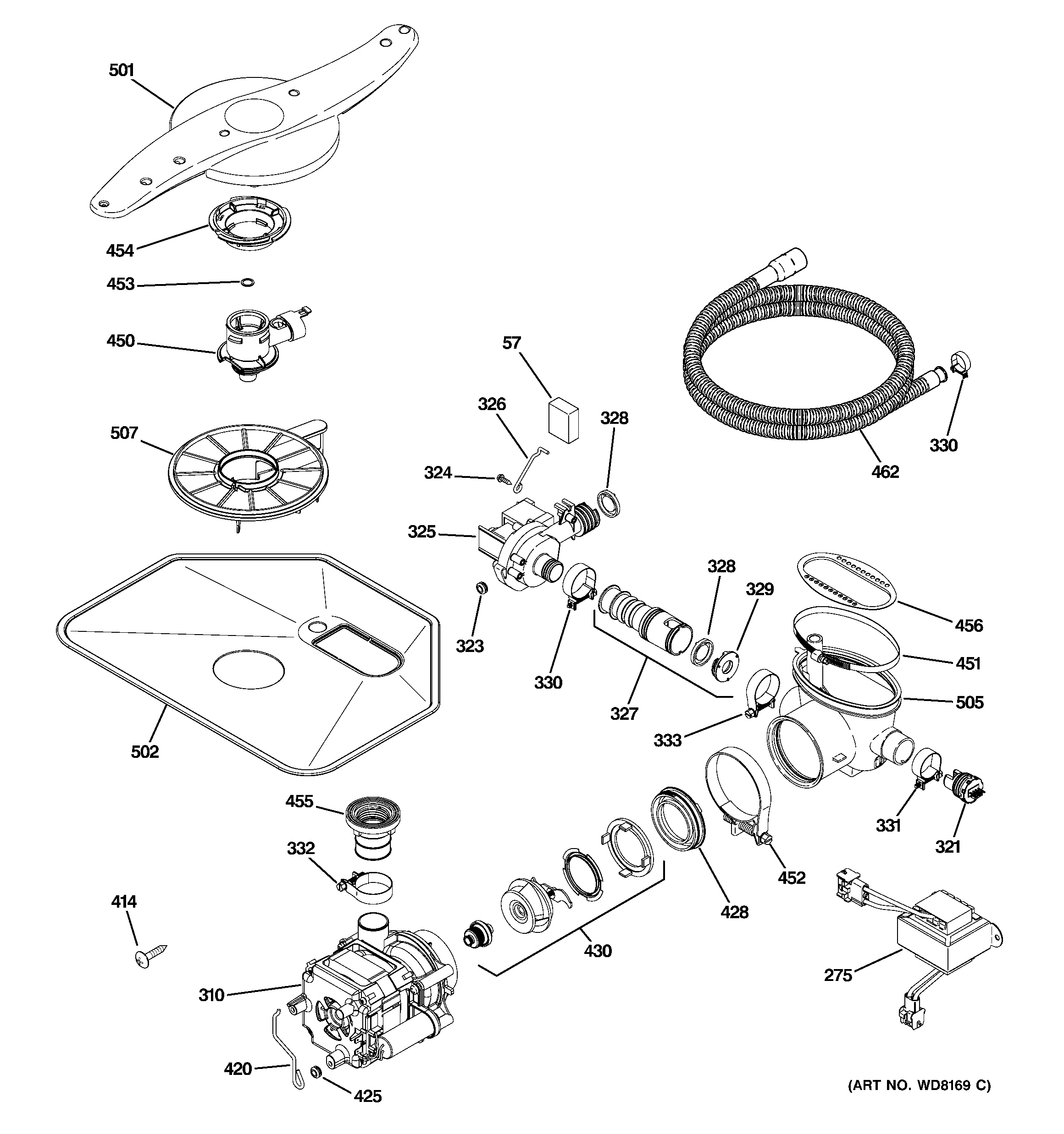 GE ZBD0710K15SS motor-pump mechanism diagram