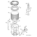 GE WDSR2080DECC tub, basket & agitator diagram