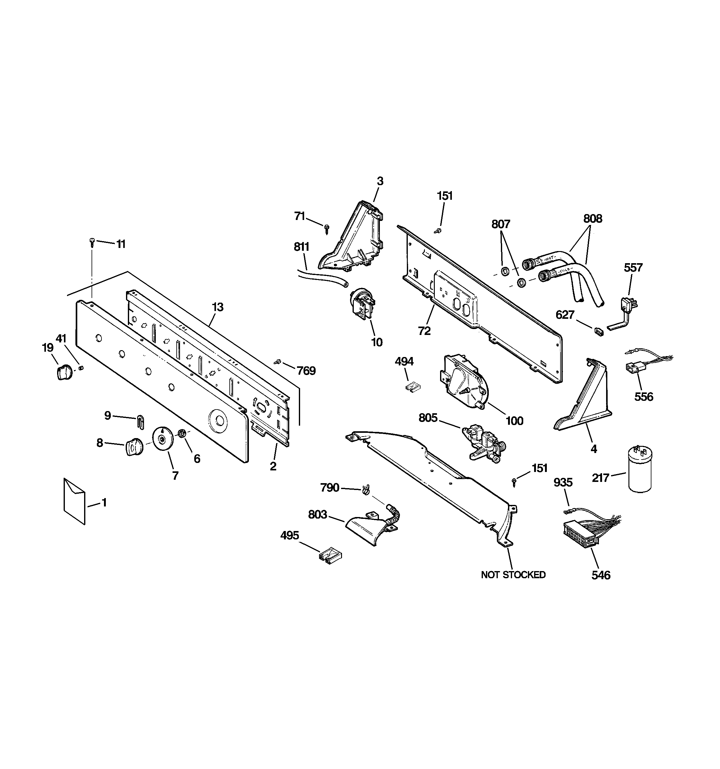 GE WVSR1060DDWW controls & backsplash diagram